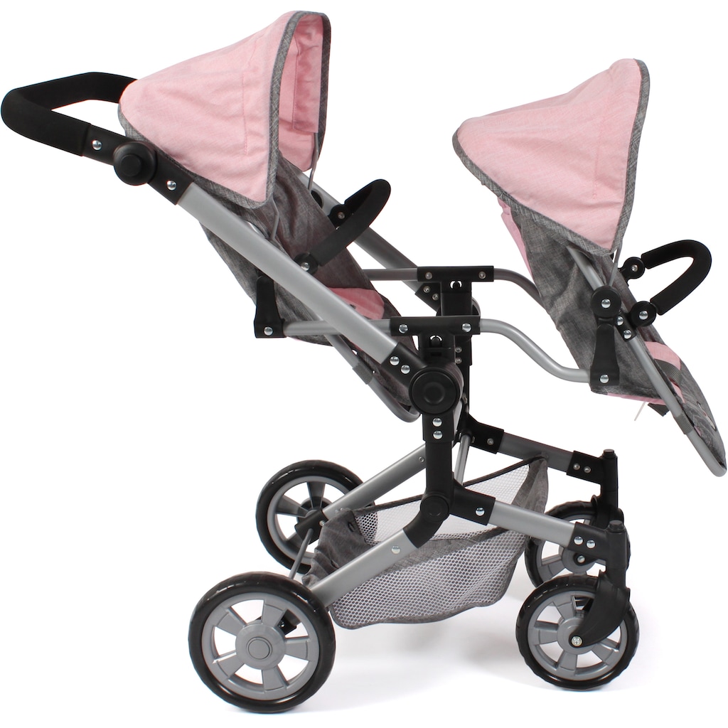 CHIC2000 Puppen-Zwillingsbuggy »Linus Duo, Grau-Rosa«