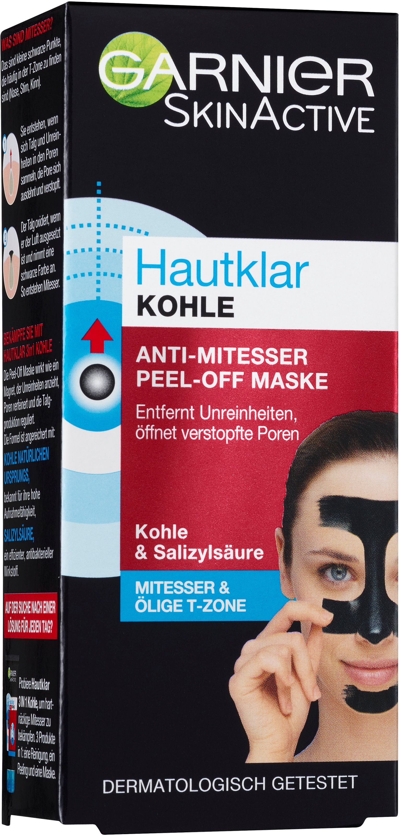 GARNIER Gesichtsmaske »Garnier Hautklar Kohle Peel Off«, mit hoher Wirksamkeit