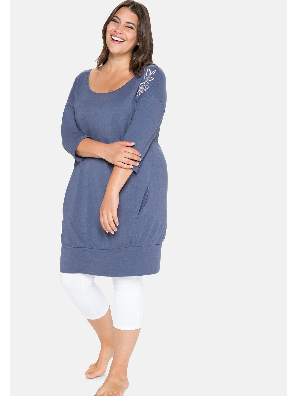 Sheego Shirtkleid »Große legere mit Größen«, Oversized-Form, für kaufen BAUR Schulterdruck | floralem