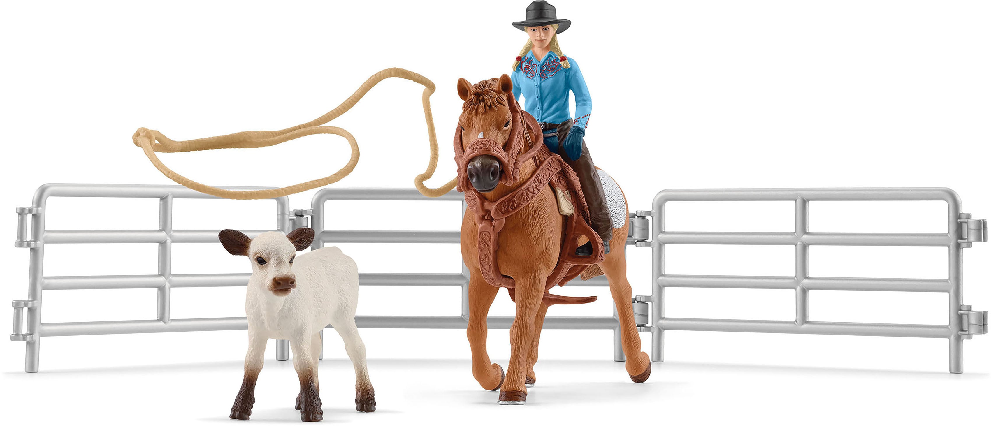 Schleich Farm World Cowgirl Team Roping Fun Toy Playset, 3 to 8...