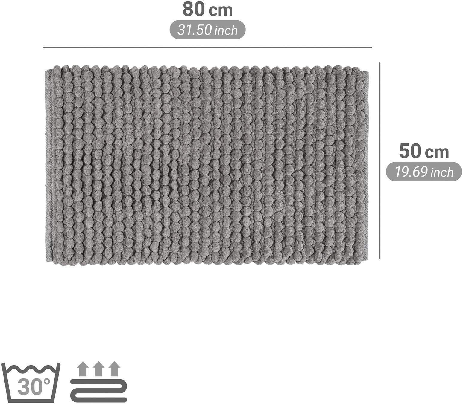 WENKO Duschmatte Höhe 30 mm rutschhemmend beschichtet mit moderner Struktur, fusselfrei, stark wasserabsorbierend