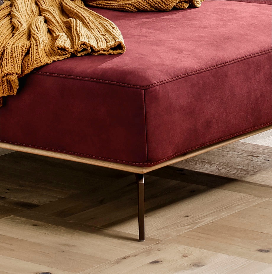 W.SCHILLIG Ecksofa »run, Designsofa mit tollem Sitzkomfort, L-Form«, mit Holzsockel, Füße in Bronze pulverbeschichtet, Breite 299 cm