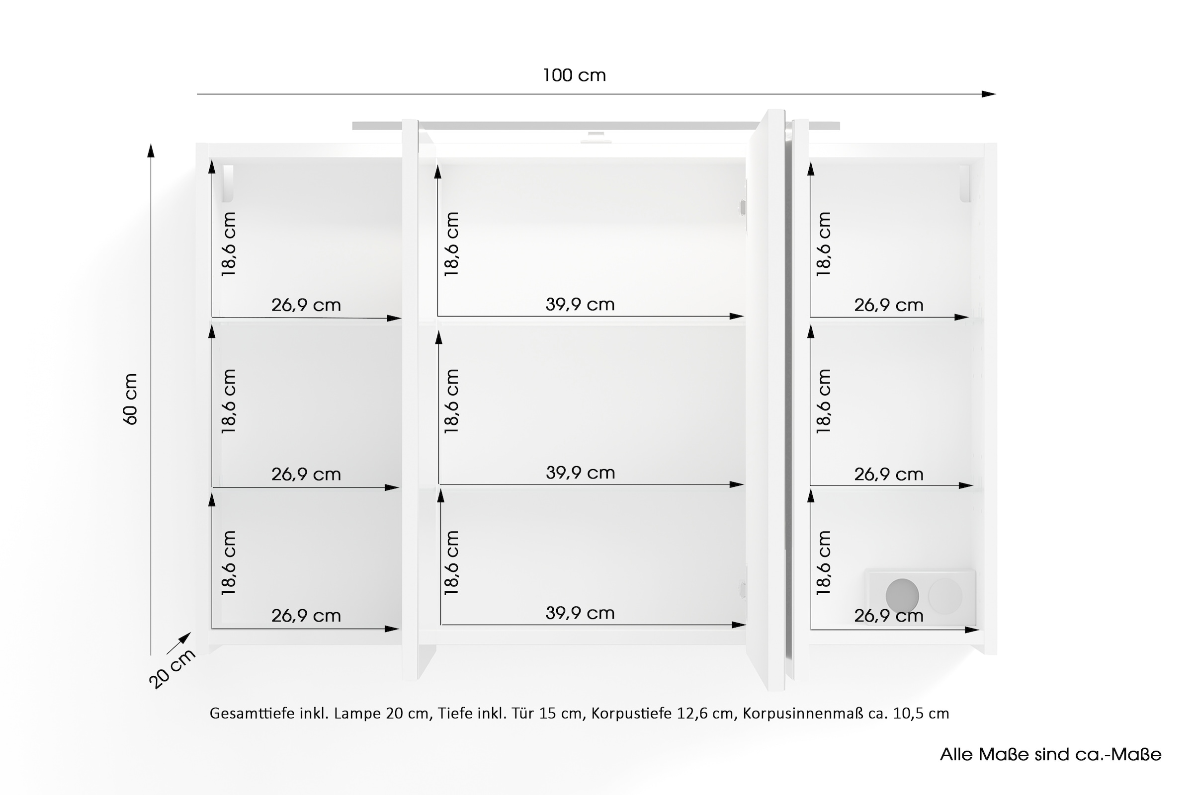 byLIVING Spiegelschrank »Serie Spree, in vielen Breiten erhältlich«