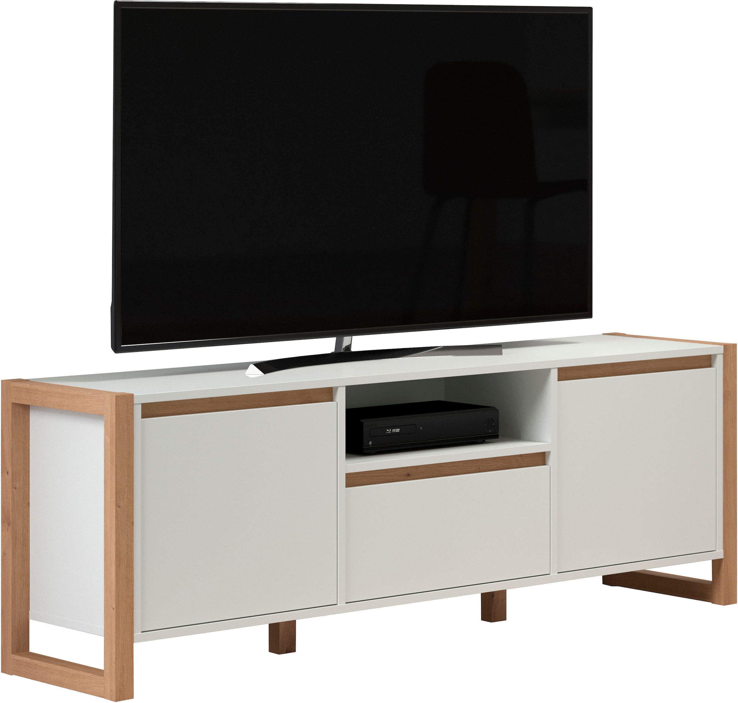 andas Lowboard »Drammen«, TV Schrank, hellbraun / weiß, matt, Breite 150 cm