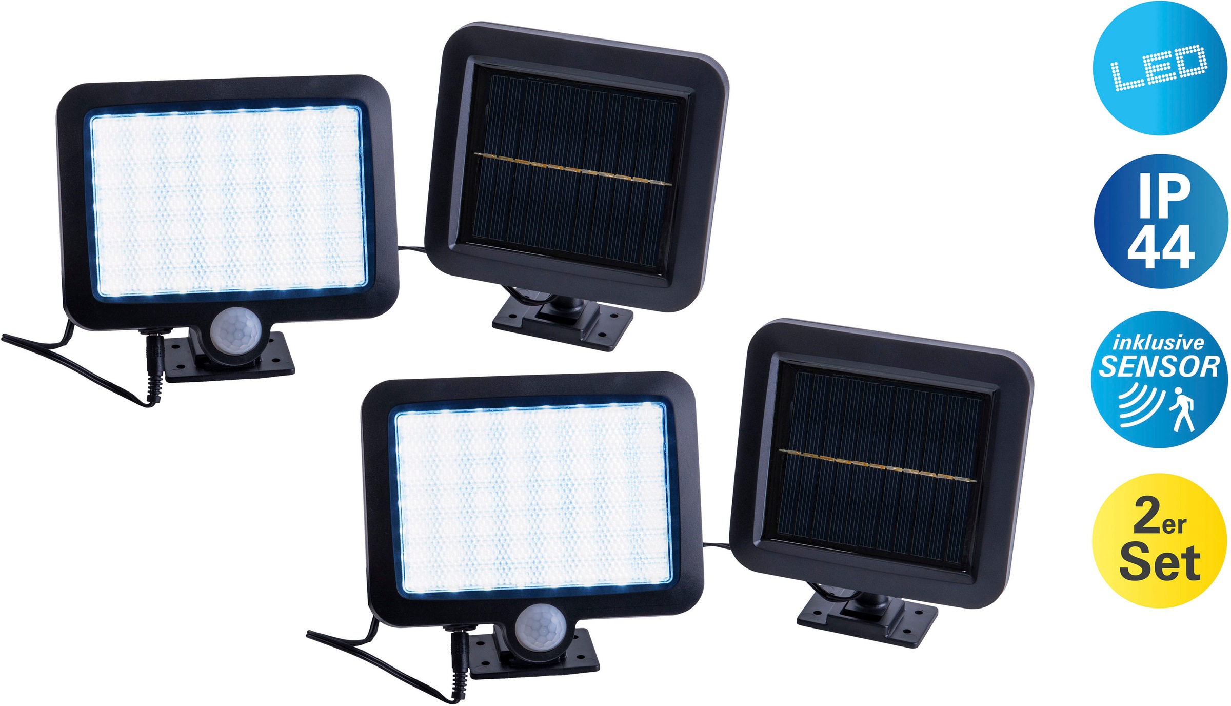 näve LED Solarleuchte "Pepe" LED-Modul 1 Stk. Kaltweiß 2er Set, inkl. Bewegungsmelder Reichweite max. 5-8 m, kaltweiß