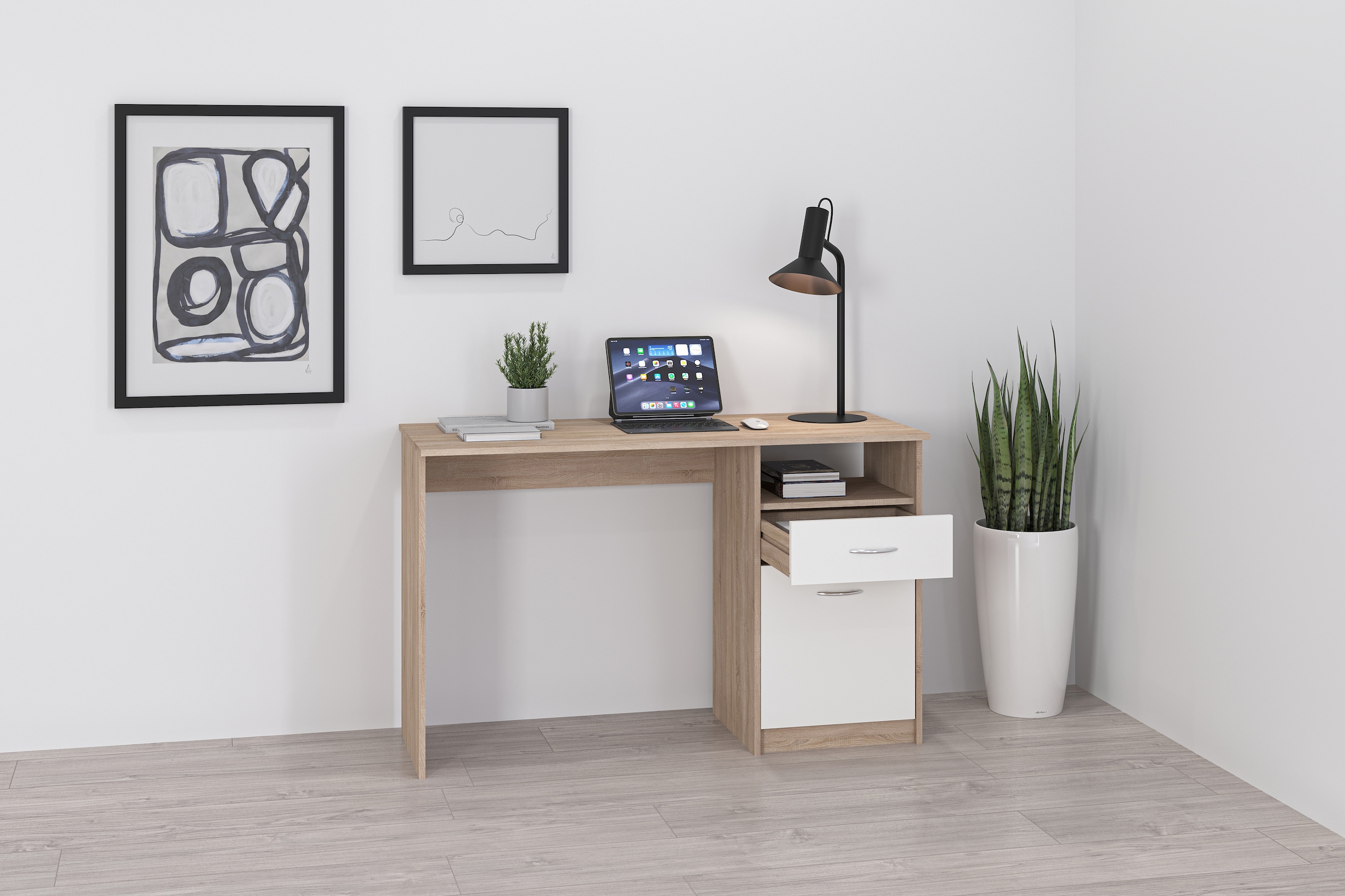 FMD Schreibtisch "Jackson" Bürotisch mit 1 Schubkasten und 1 Tür, 123 cm br günstig online kaufen