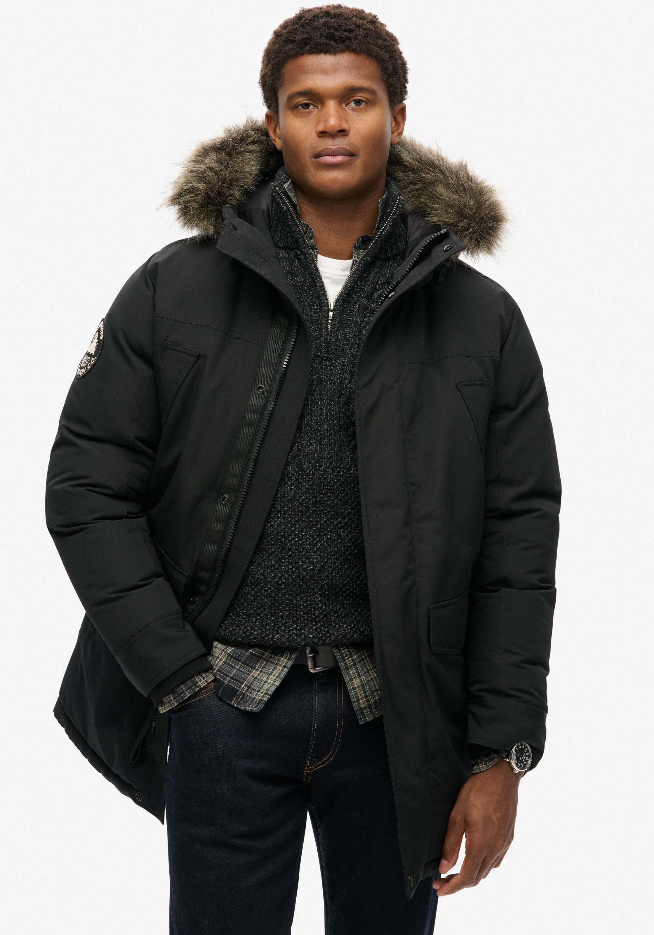 Superdry Parka "EVEREST FAUX FUR PARKA JACKET" mit Kapuze Kunstfaser, loose günstig online kaufen