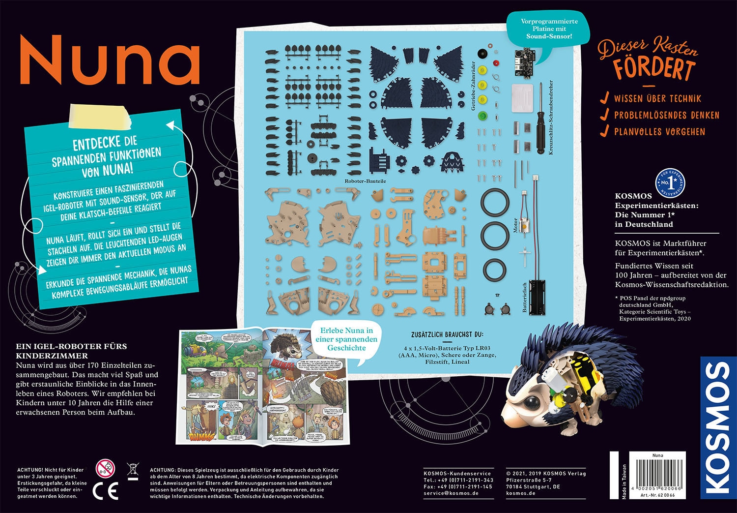 Kosmos Modellbausatz »Nuna - Dein Igel-Roboter«, mit Soundsensor