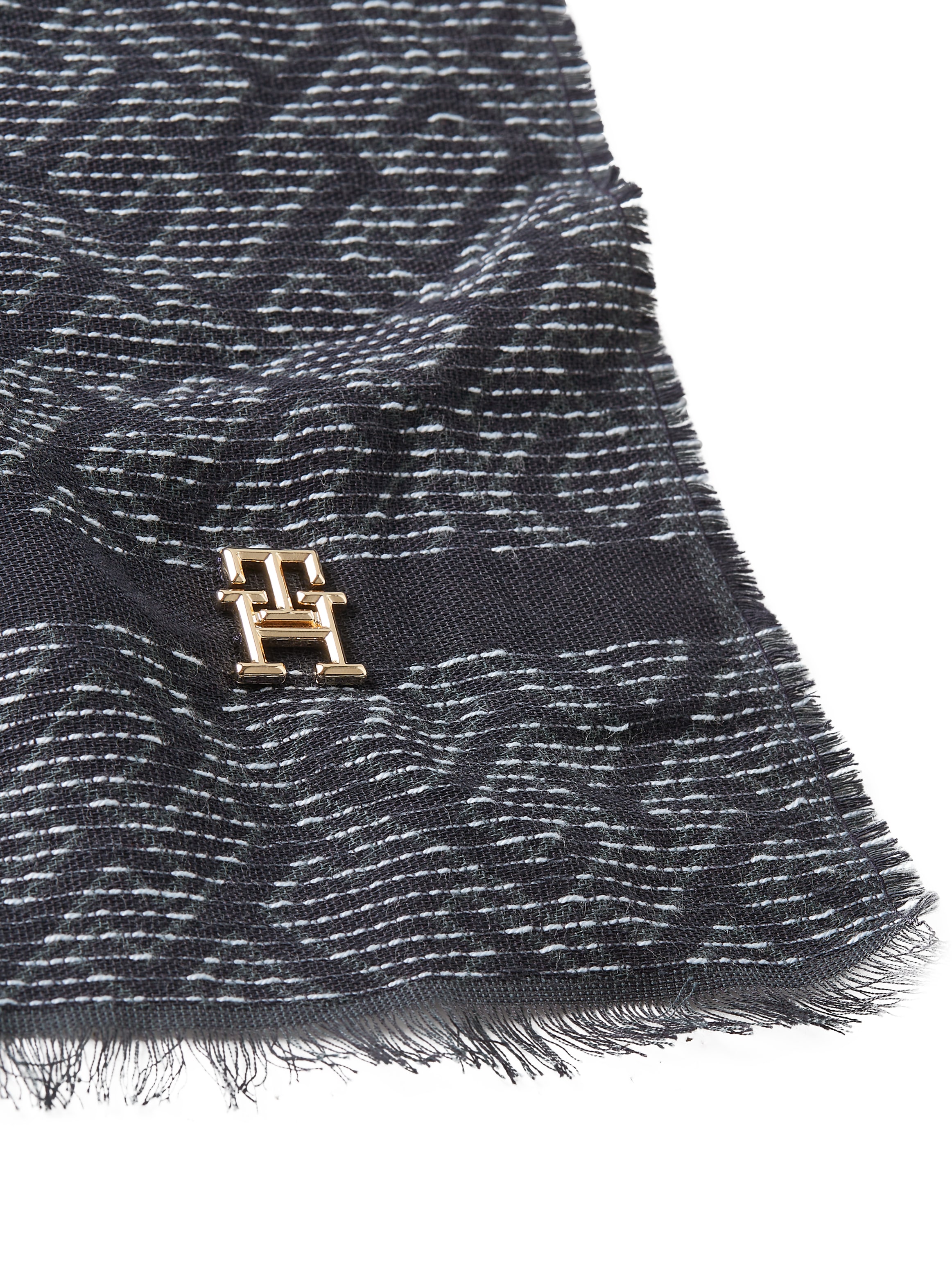 Tommy Hilfiger Schal »TH MONOGRAM SCARF«, Monogramprint, Markenlogoemblem aus Metall