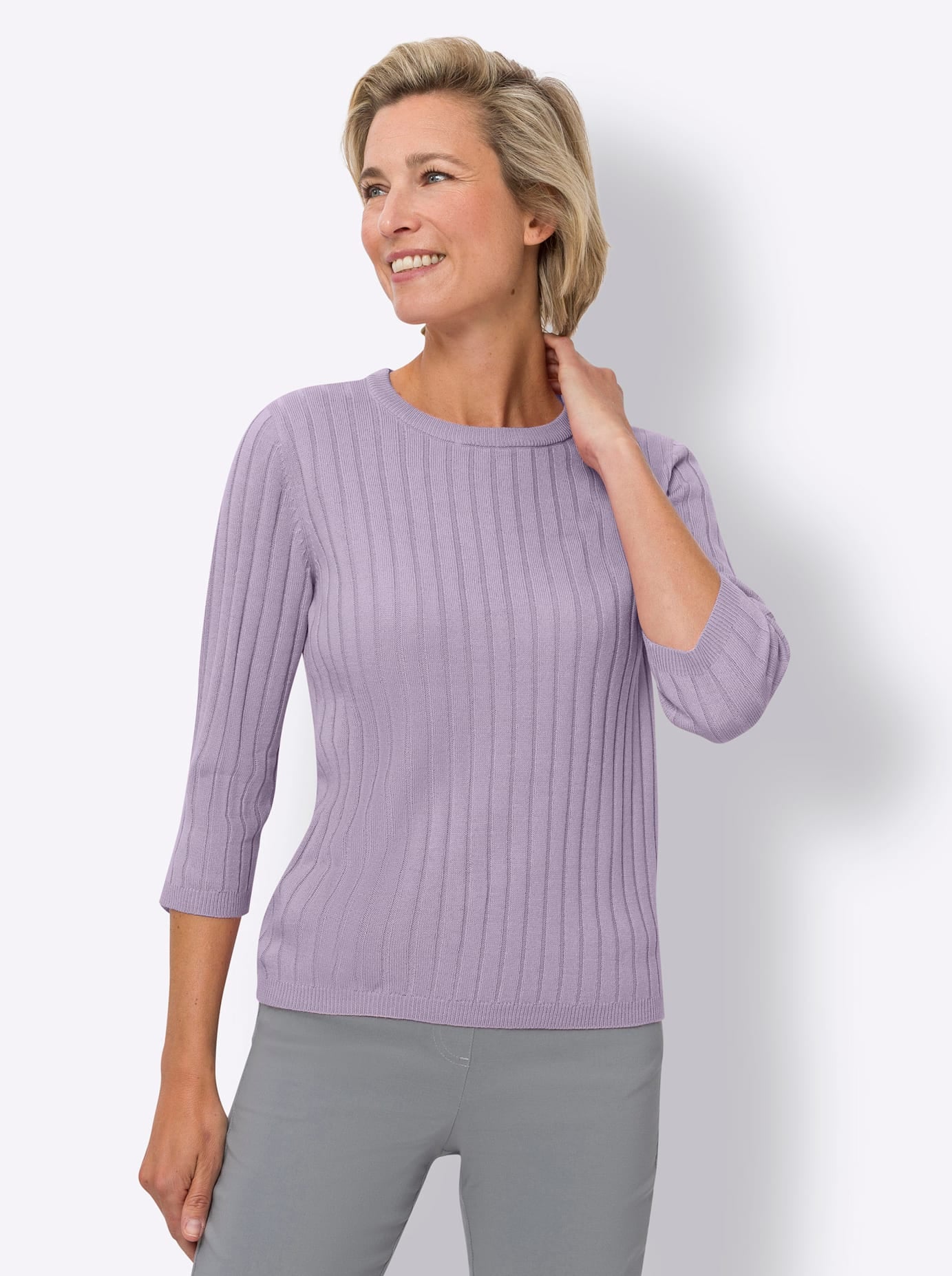Classic Basics 3/4 Arm-Pullover "Rundhals-Pullover" günstig online kaufen