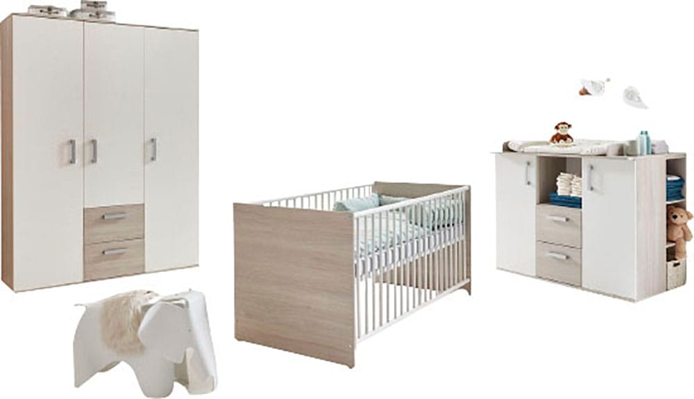 arthur berndt Babyzimmer-Komplettset »Jonas«, (Set, 4 St., Kinderbett,  Regal, Schrank, Wickelkommode), Made in Germany; mit Kinderbett, Regal,  Schrank und Wickelkommode kaufen | BAUR