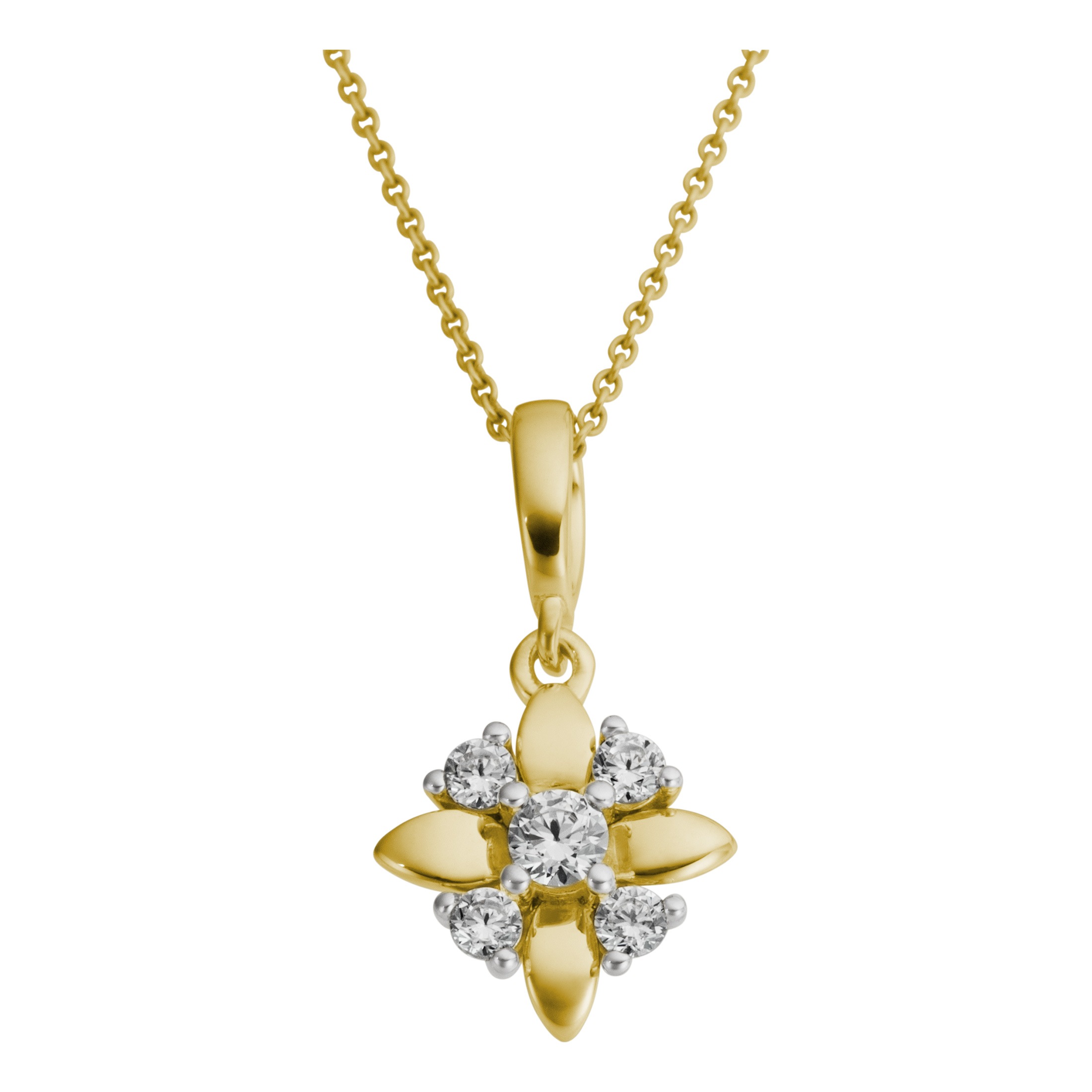 FIRETTI Damen Kettenanhänger "Schmuck Geschenk Gold 333 Halsschmuck Anhänger Blume", 0,14 P2 = erkennbare Einschlüsse, Diamanten Gelbgold 333, 0,68