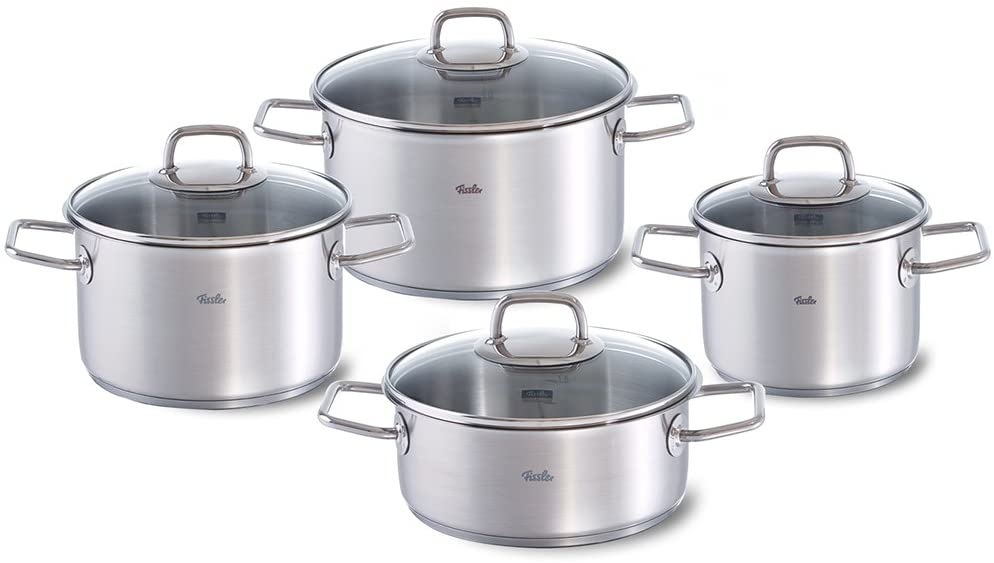 Fissler Topf-Set "Viseo Topf-Set" Set, 1x Bratentopf 20 cm, je 1x Kochtopf 16/20/24 cm, 8 Stk. tlg. Edelstahl 18/10