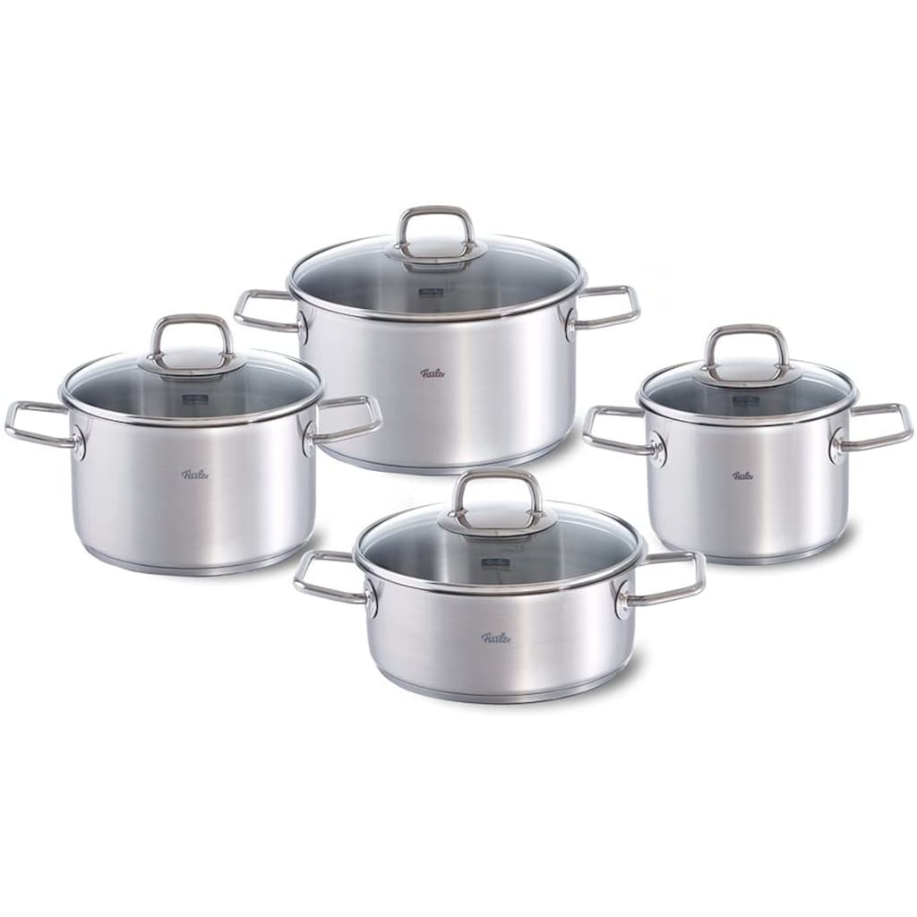 Fissler Topf-Set »Viseo Topf-Set«, Edelstahl 18/10, (Set, 8 tlg., 1x Bratentopf 20 cm, je 1x Kochtopf 16/20/24 cm)