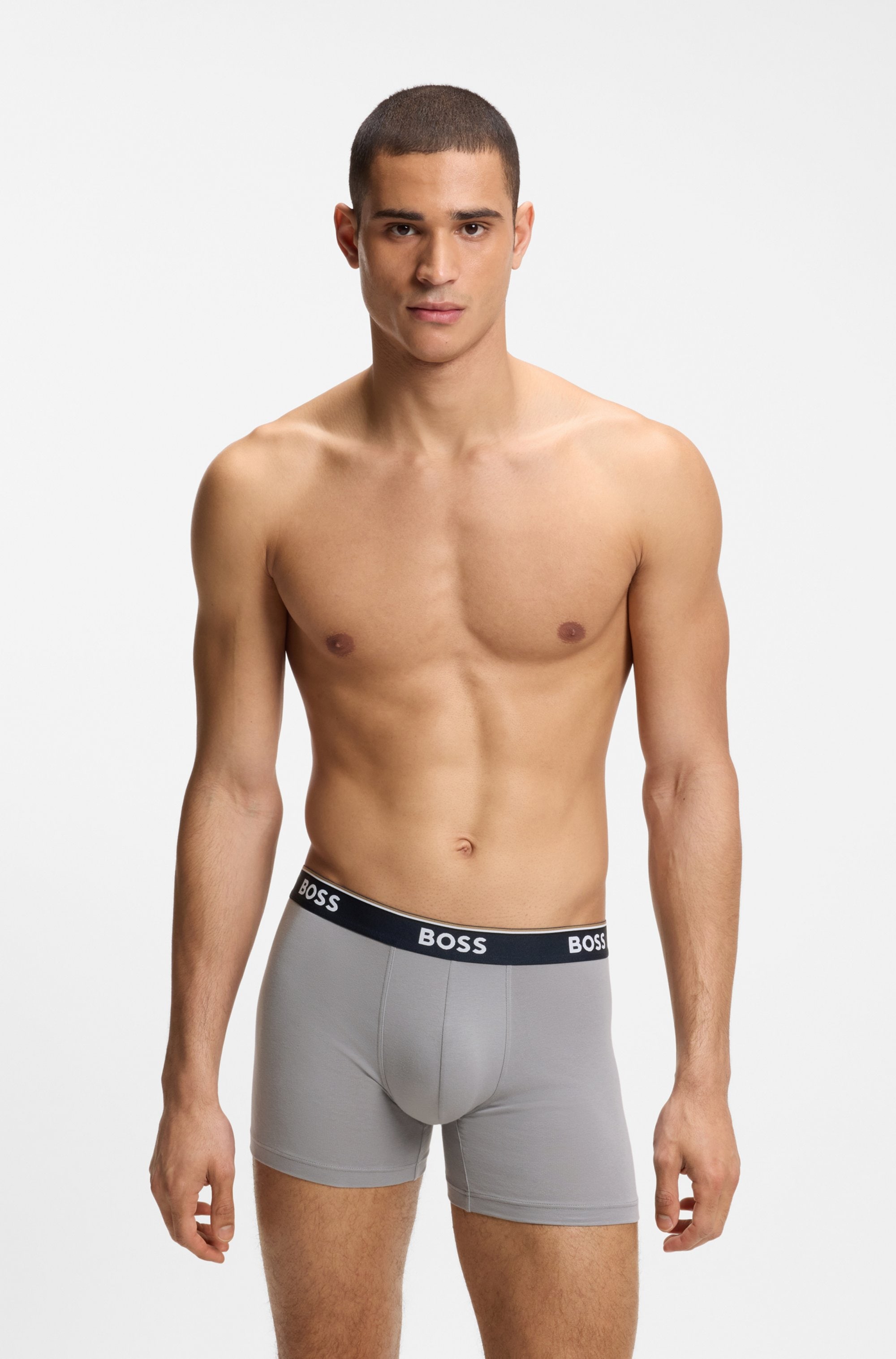 BOSS Boxershorts Packung, 3 Stk. aus bequemer Stretch-Baumwolle, körpernah, mittlere Bundhöhe