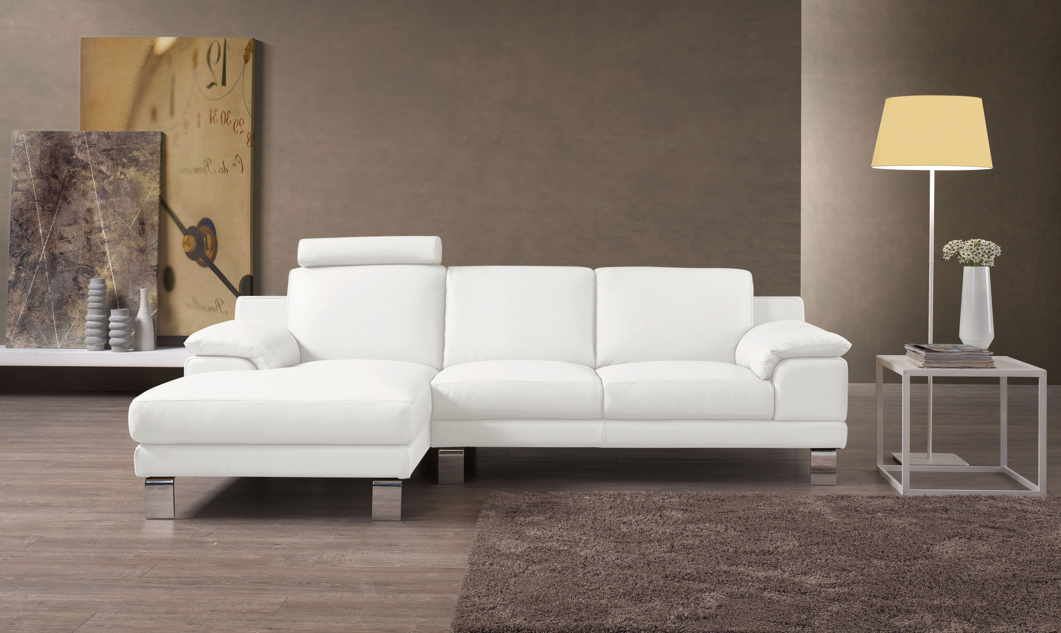 Egoitaliano Ecksofa "Shakira, Design & Sitzkomfort auf hohem Niveau, Breite 236cm, L-Form" mit Recamiere, L-Form, edle Füße
