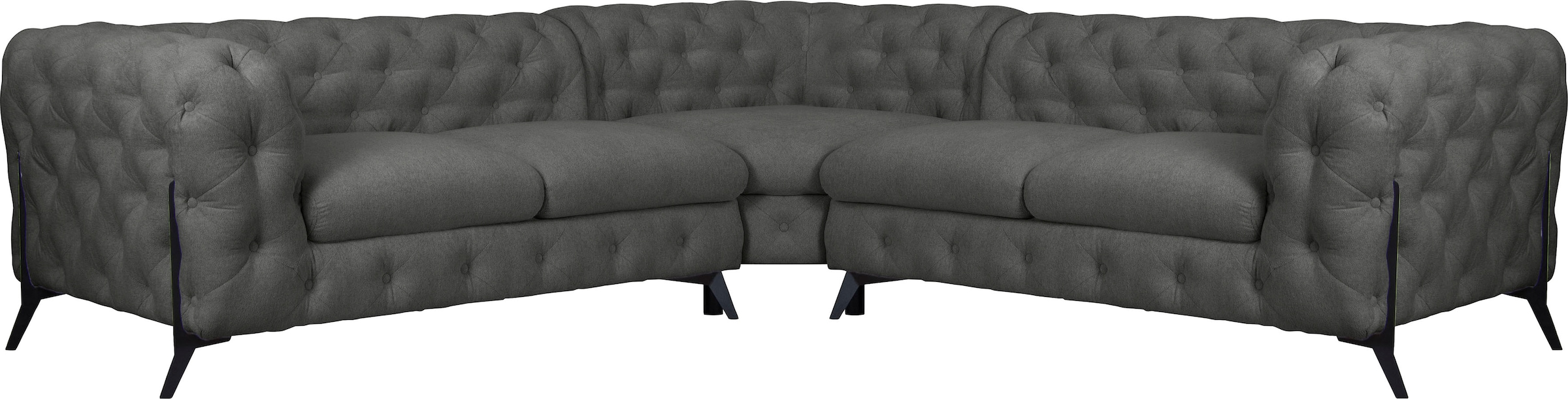 Leonique Chesterfield-Sofa "Amaury L-Form", Chesterfield-Optik, Breite/Tiefe je 262 cm, Fußfarbe wählbar