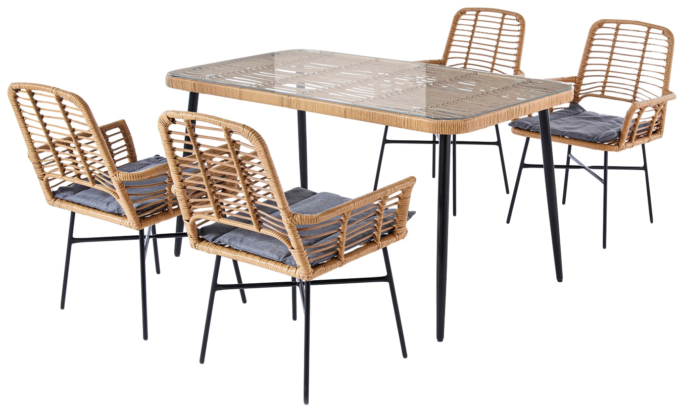 my Flair Garten-Essgruppe 5 Stk. tlg. 1 Tisch, 4 Stühle günstig online kaufen