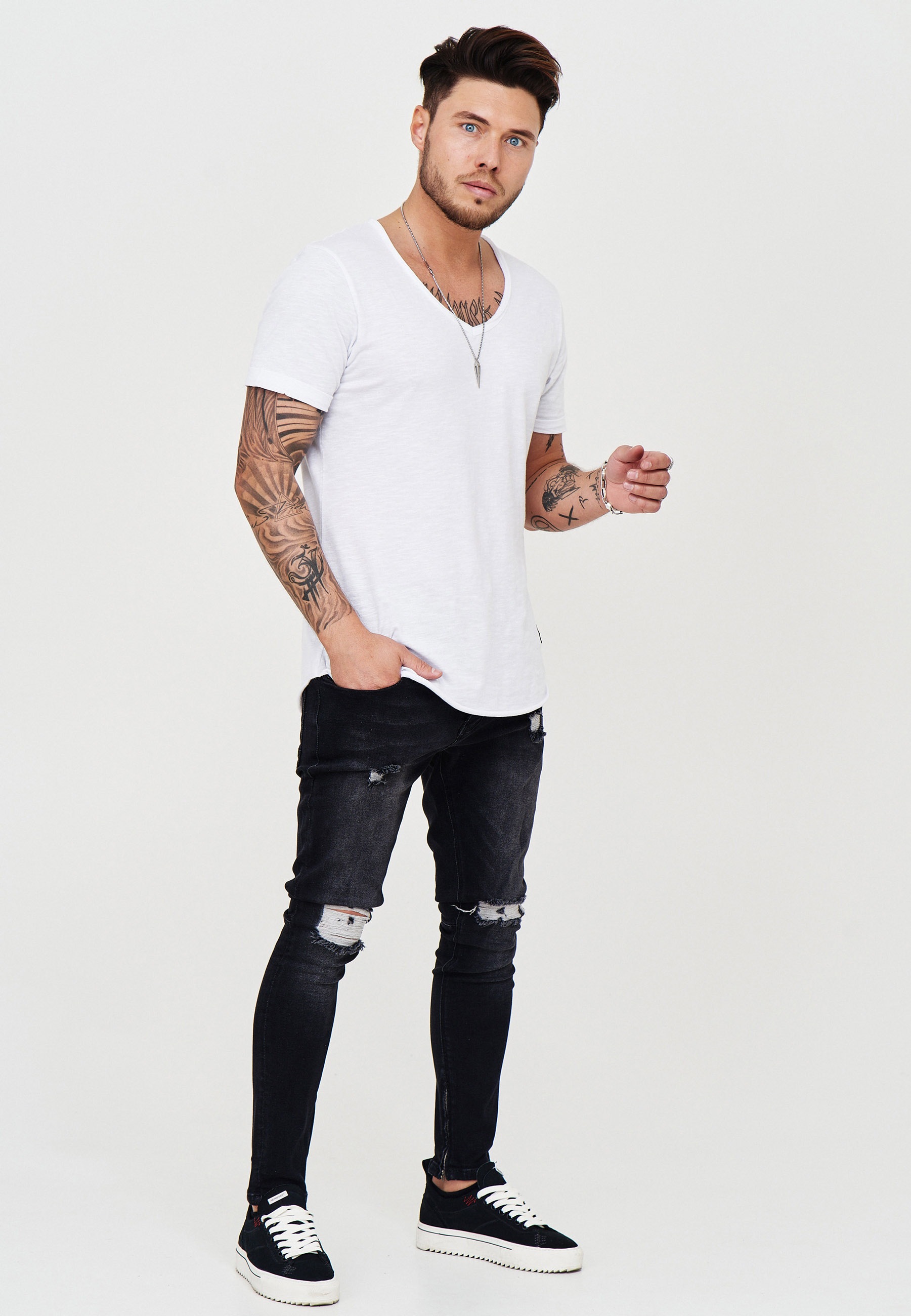 behype Röhrenjeans »SPIKE«, (1 tlg.), im Used-Look
