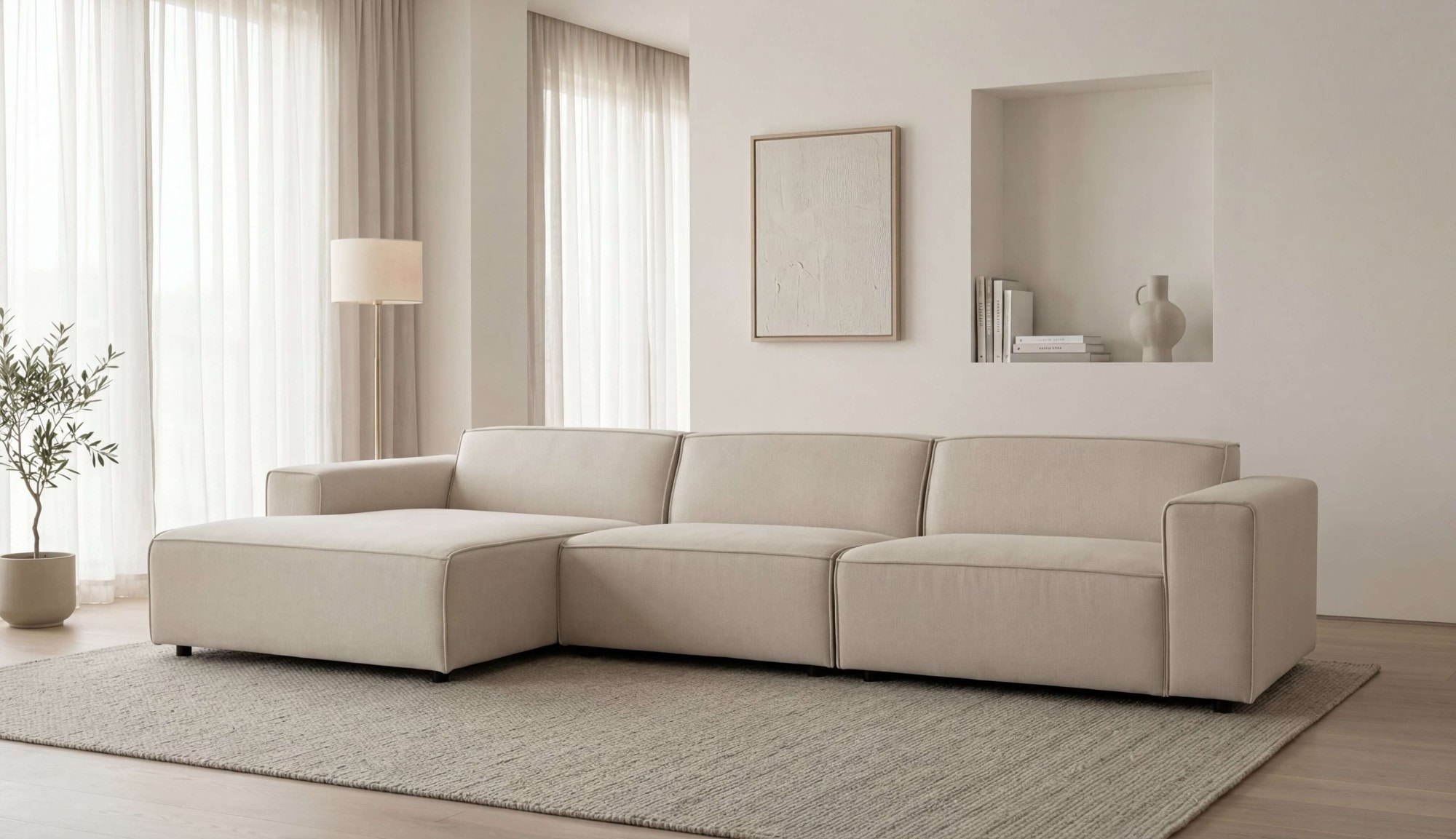 OTTO home Ecksofa "Jorrena, extra weicher Chenille-Stoff" L-Form, 3 Komfortstufen, Breite 316 cm, mit Wellenunterfederung