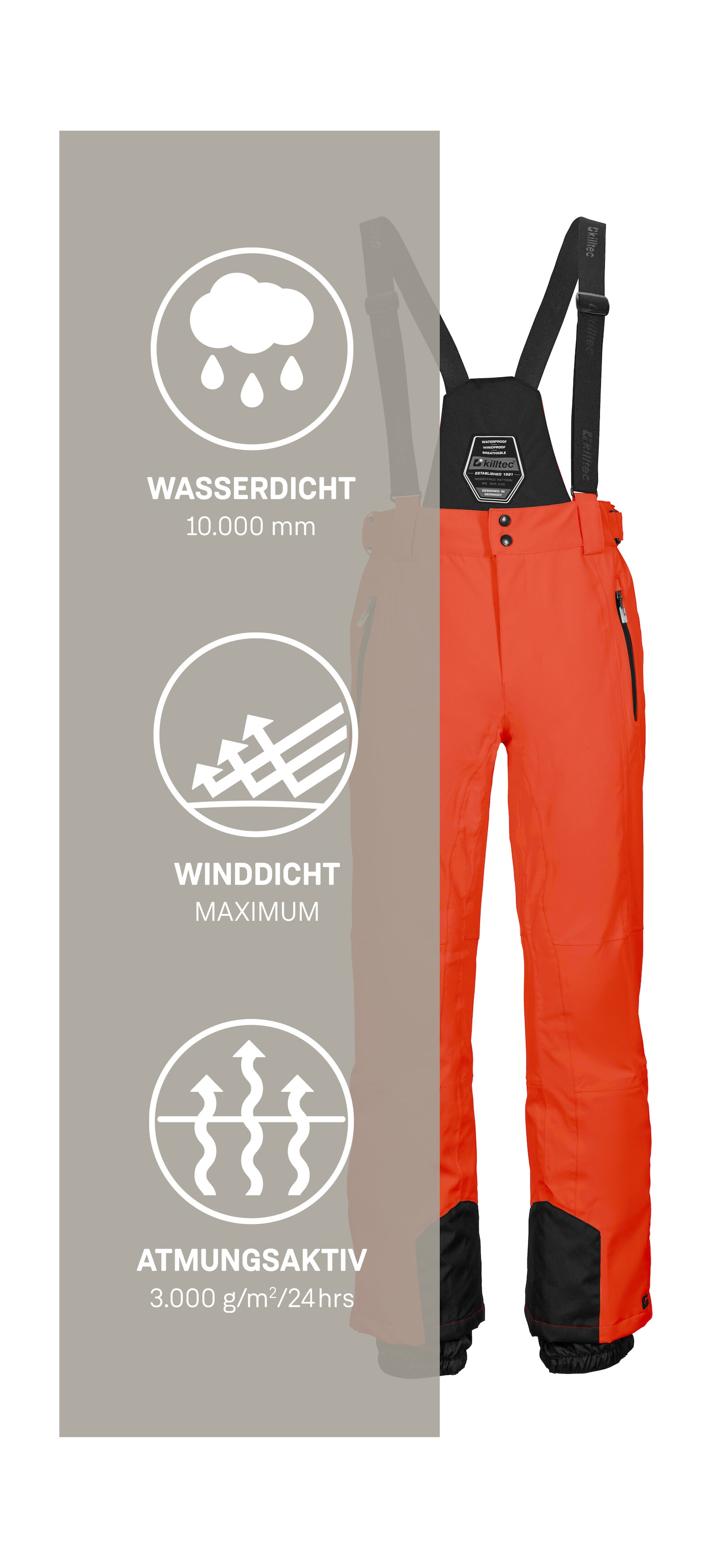 Killtec Skihose »KSW 100 ENOSH MN SKI PNTS«, Wind- und wasserdichte Skihose, verstellbar, mit Schneefängen