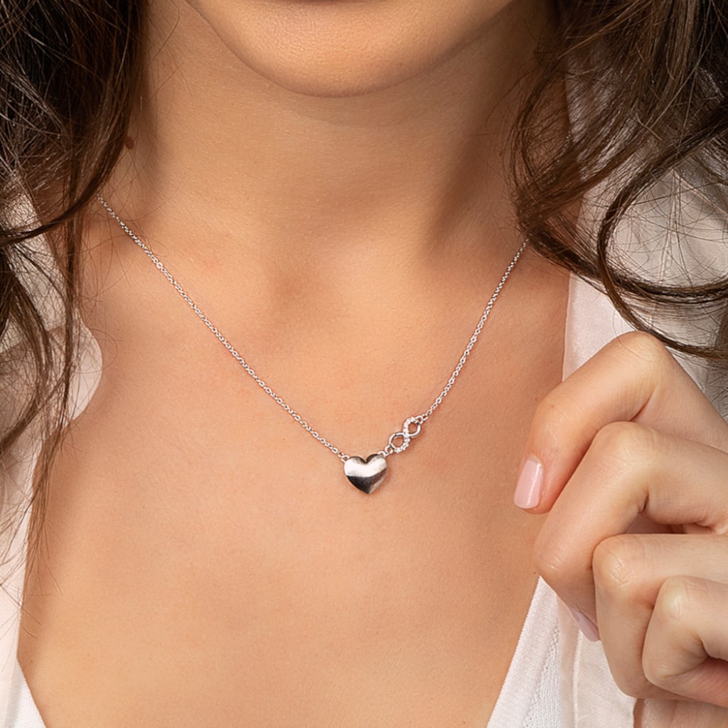 ONE ELEMENT Silberkette »Zirkonia Herz Halskette aus 925 Silber 45 cm Ø«