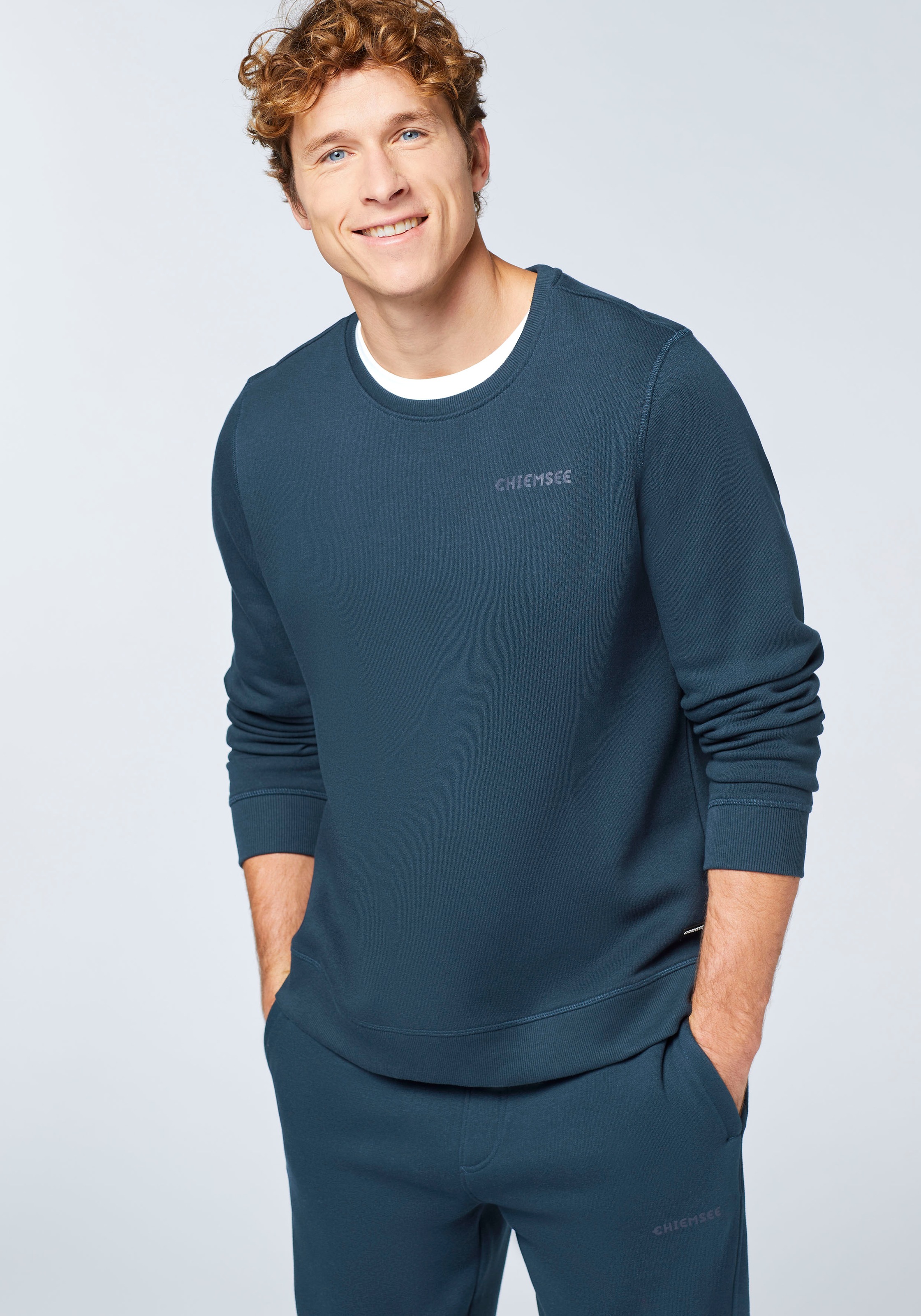 Sweater CHIEMSEE, Herren, Gr. L (52/54), total eclipse, 60% Baumwolle, 40% Polyester, unifarben, regular fit normal, Rundhals, abnehmbar Rippbündchen, Sweatshirts Sweater, - in angenehmer Baumwollmisch-Qualität 2