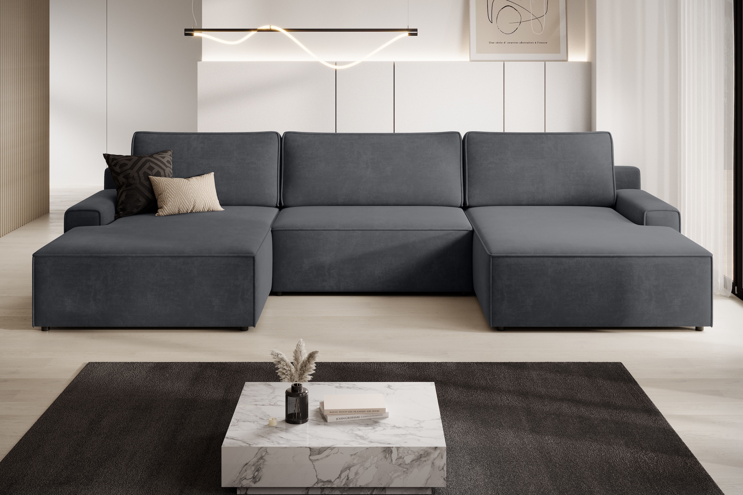 TRENDMANUFAKTUR Wohnlandschaft »Challenge, Schlafsofa mit Bettkasten, Couch in U-Form, Breite 333 cm«, XXL Sofa mit Bettkasten & Schlaffunktion, auch in trendigem Cordstoff