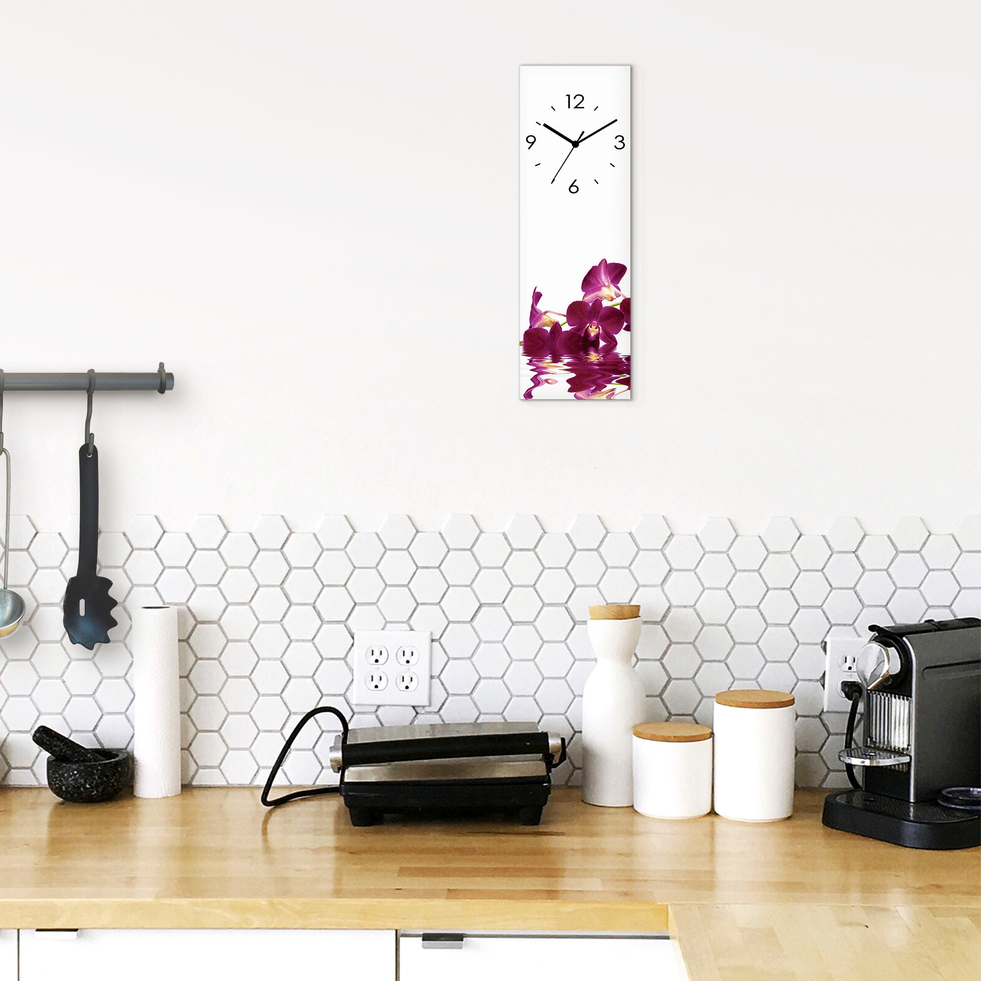 Artland Wanduhr »Phalaenopsis Orchidee«, wahlweise mit Quarz- oder Funkuhrwerk, lautlos ohne Tickgeräusche