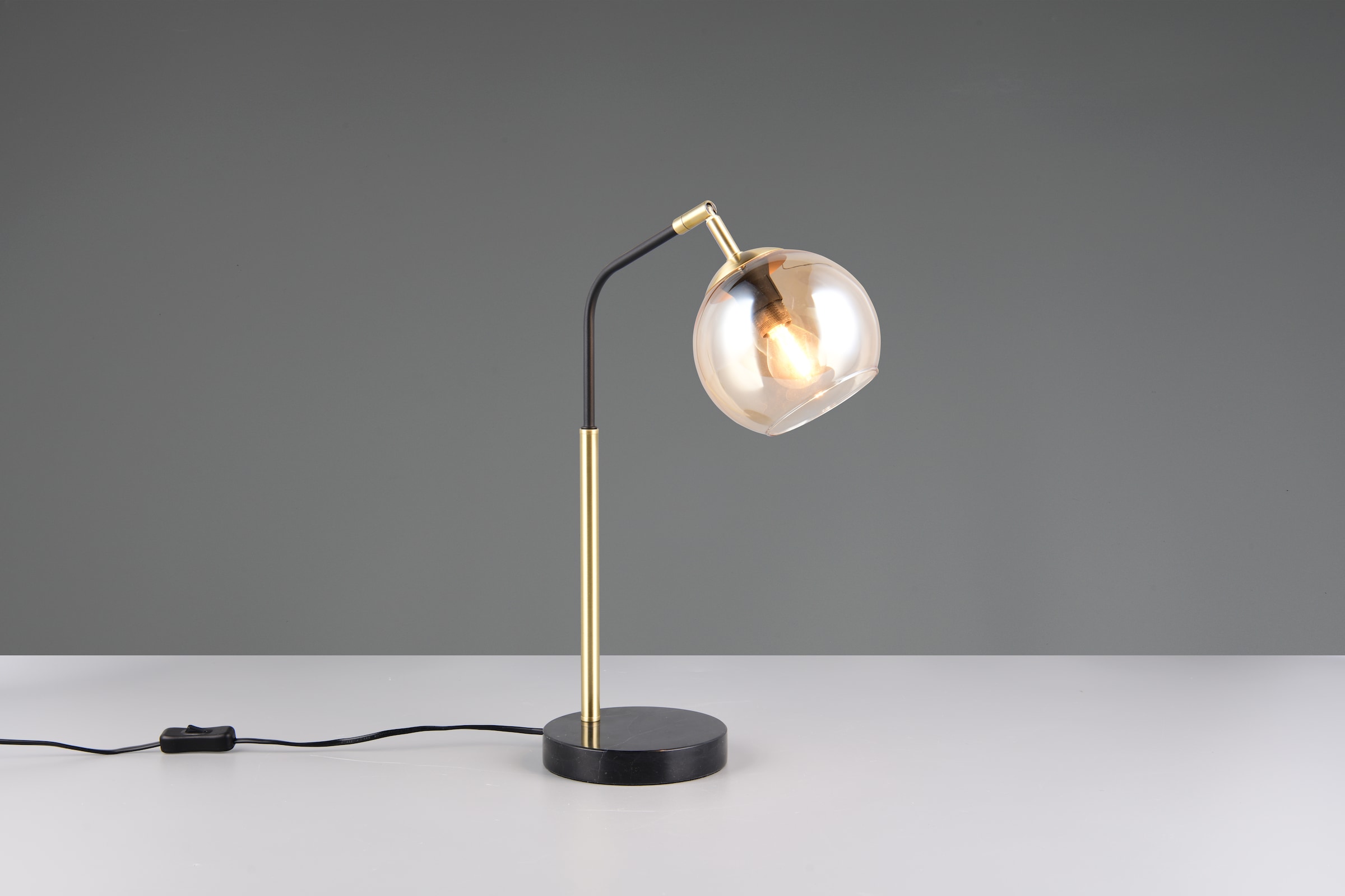 TRIO Leuchten Schreibtischlampe »PAXTON, exkl. 1x E14 max 10W, Leseleuchte Nachttischlampe«, 1 flammig, Leuchtmittel E14 | Leuchtmittel wechselbar, mit Glas Lampenschirm, Schnurschalter, Höhe 45 cm, Tiefe 28 cm