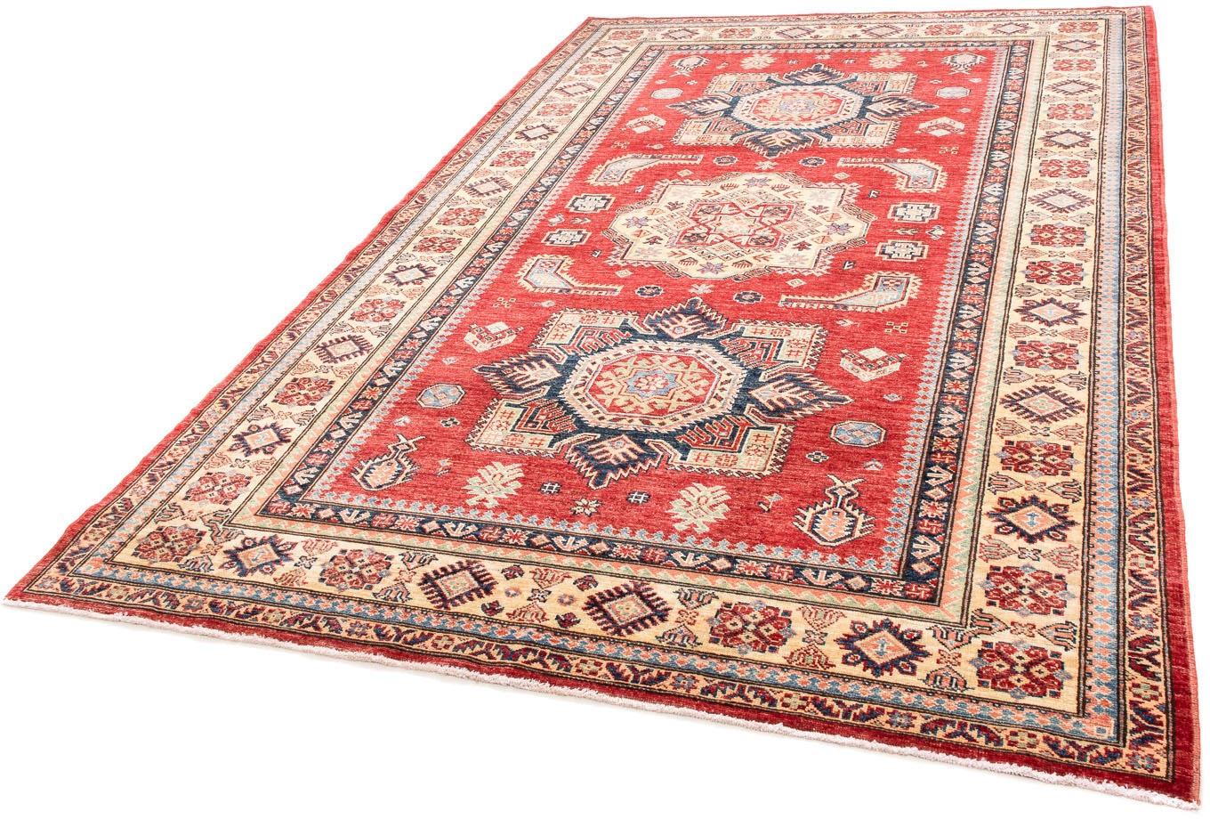 morgenland Orientteppich "Ziegler - Kazak - 253 x 168 cm - dunkelrot", rechteckig, 6 mm Höhe, Wohnzimmer, Handgeknüpft, 