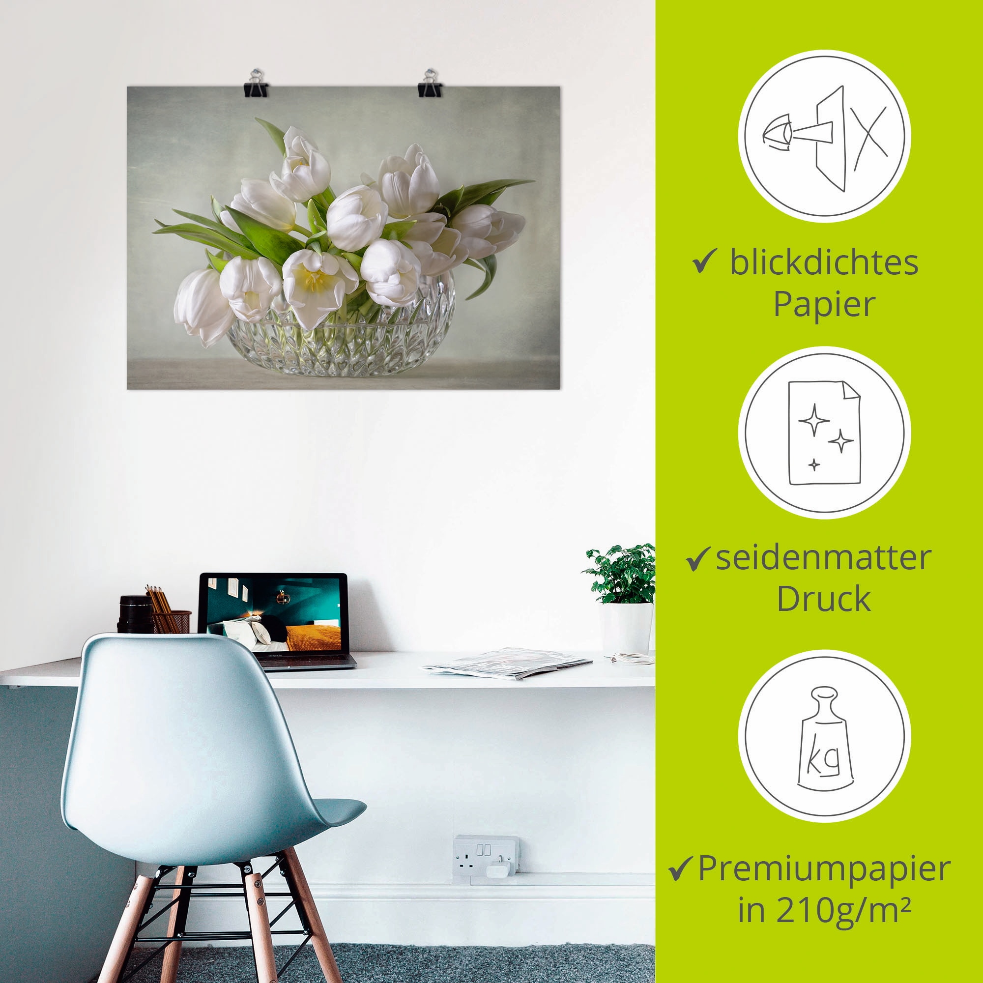 Artland Wandbild »Weiße Tulpen«, Blumen, (1 St.), als Leinwandbild, Poster, Wandaufkleber in verschied. Größen