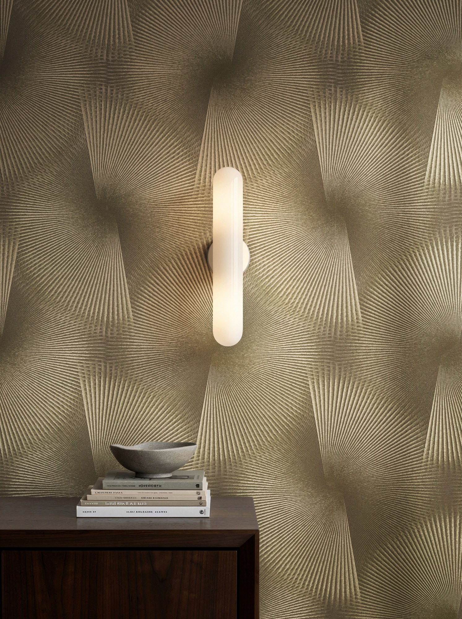 A.S. Création Vliestapete "Trend Spectrum Fan – Glamouröse 3D-Fächeroptik Vliestapete" 3D-Optik geometrisch glänzend strukturiert Grafisches Fächermotiv mit räumlicher Wirkung und edlem Glanz