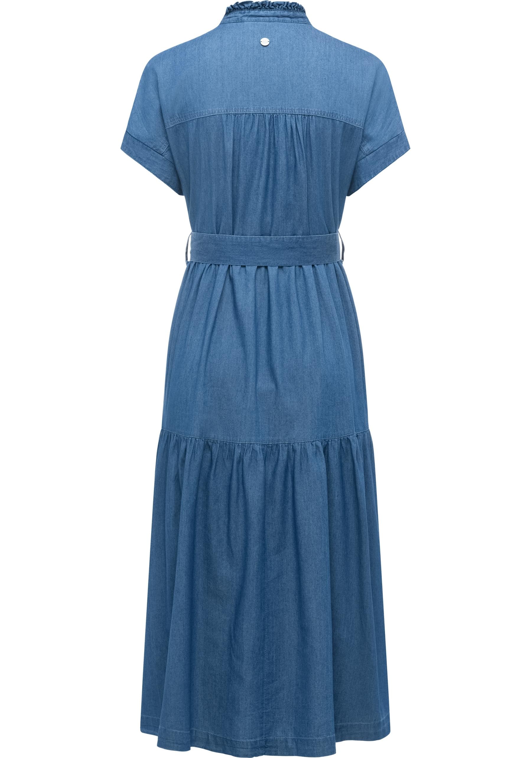 Ragwear Maxikleid »Liora Denim« 1 tlg. Ohne Taschen Wadenlanges Jeanskleid mit Bindeband