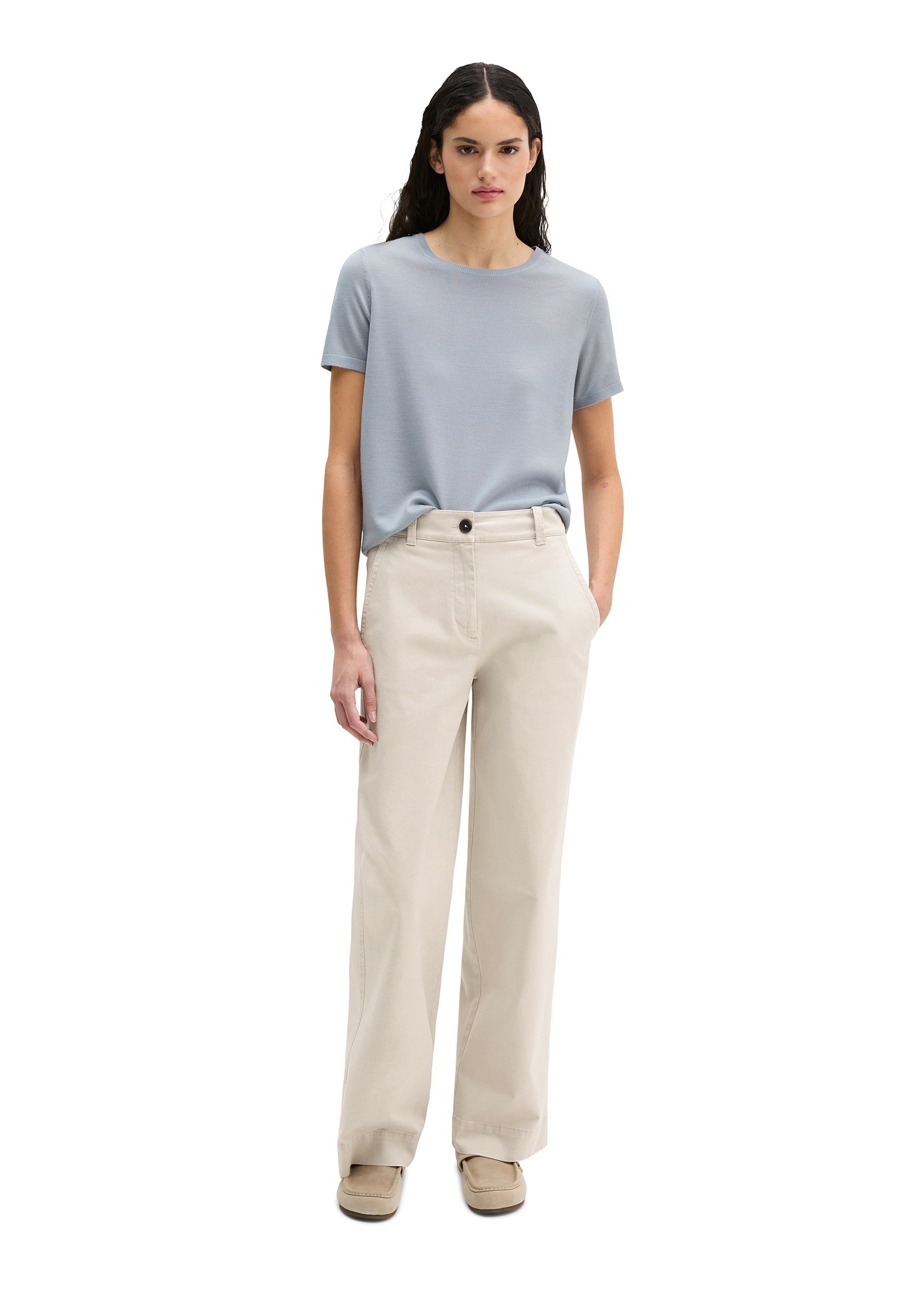 Marc O'Polo Kurzarmpullover »aus weichem Merinowolle-Viskose-Mix«