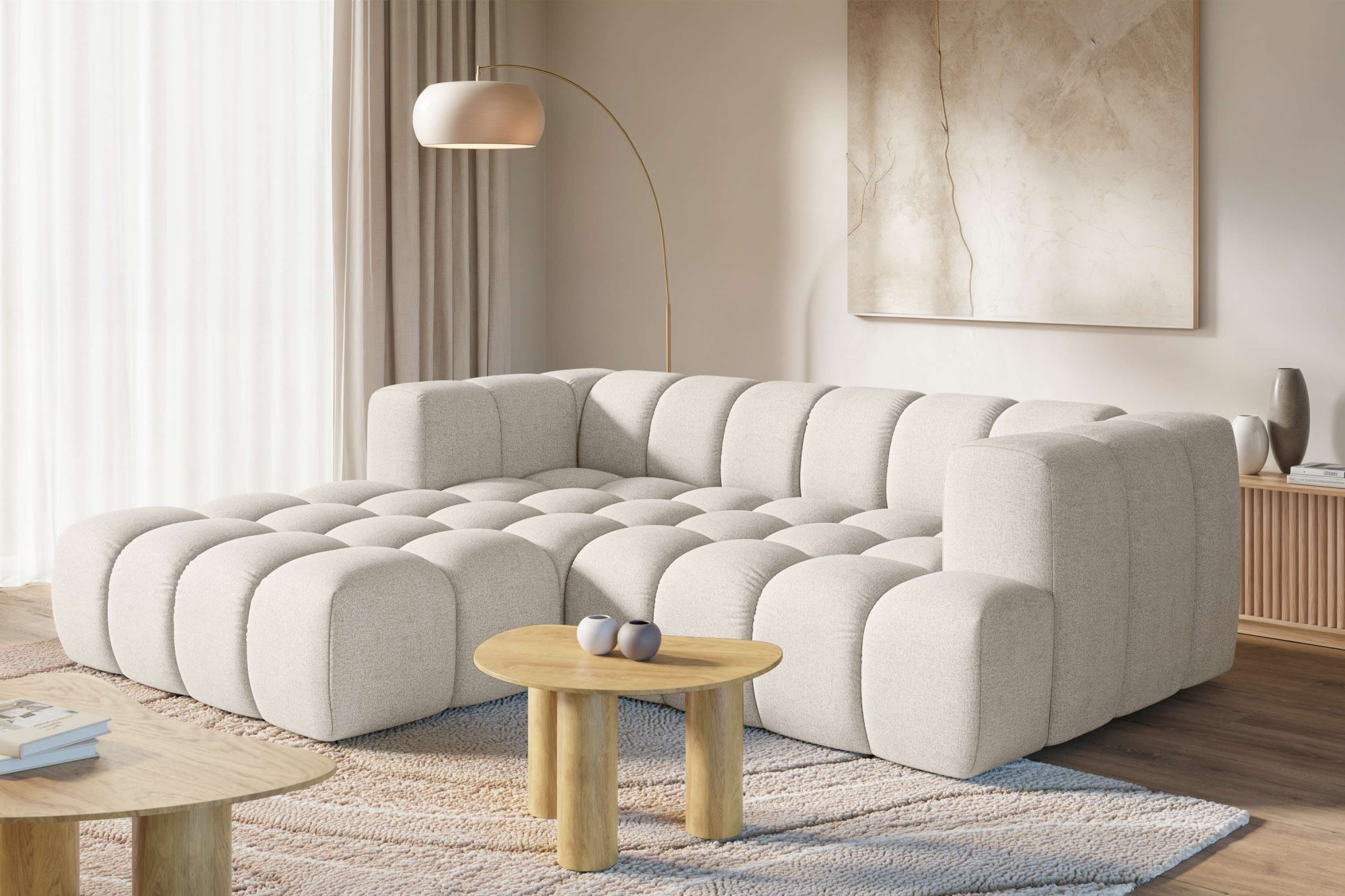 homsy by Ana Johnson Ecksofa ""XL" BOUBELLE L-Form extra tief, Design: Bubble-Optik, Breite 247cm" hoher Sitzkomfort dank Wellenunterfederung, XL Sitztiefe 100 cm