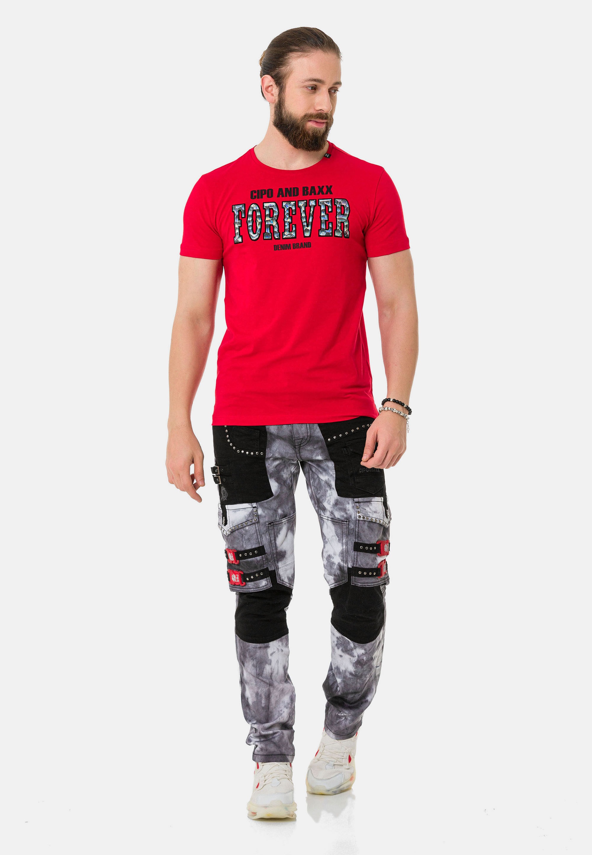 Cipo & Baxx T-Shirt »T-Shirt«, mit Rundhals-Ausschnitt