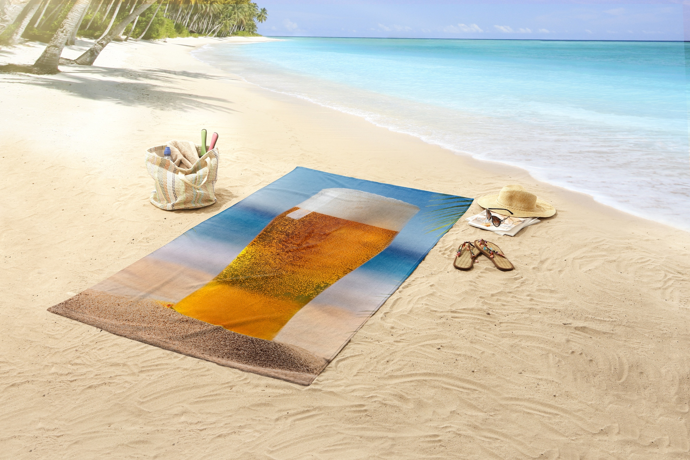 good morning Strandtuch »Beer« Mikrofaser, Velours, Strandtuch, saugfähig, 100x180, bier, Bierchen