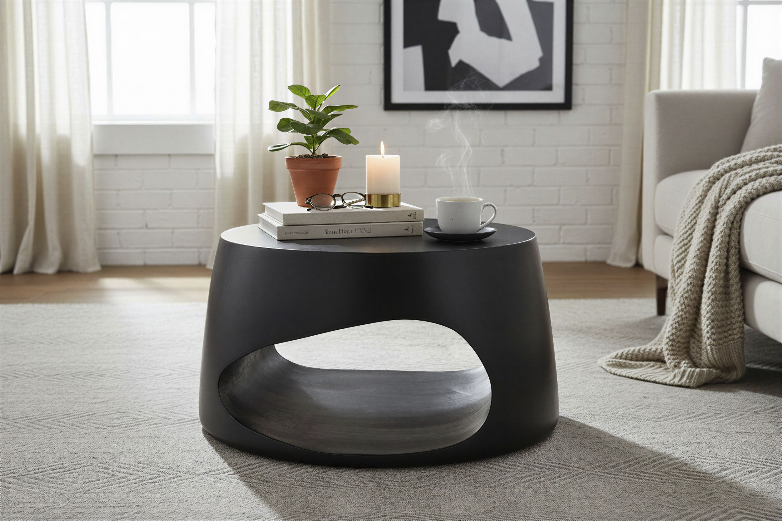 SIT Couchtisch "Lahore rund aus Mango massiv mit offenem Ablagefach" 1 Stk. tlg. Asymmetrisches Ablagefach mit individueller Holzmaserung