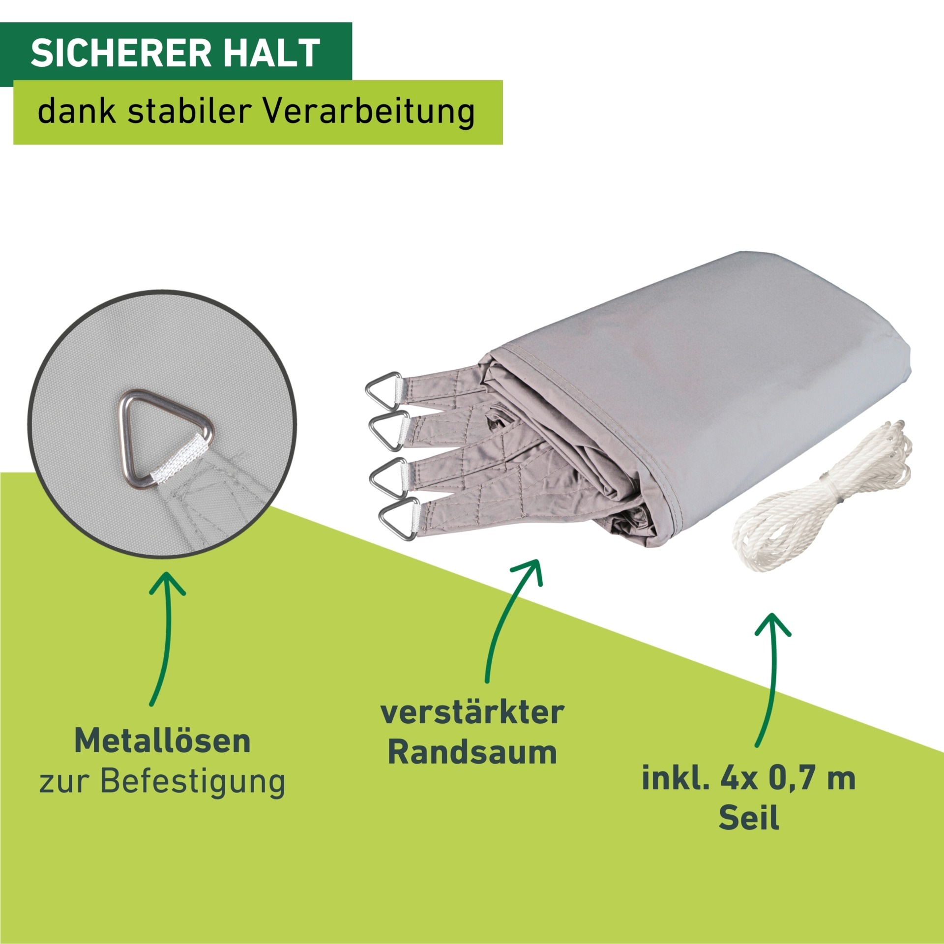 Windhager Sonnensegel »Cannes, Quadrat Segel zur Beschattung von Garten, Terrasse, Balkon« Sonnenschutz 4 x 4 m, erhältlich in anthrazit, grau, taupe oder weiß