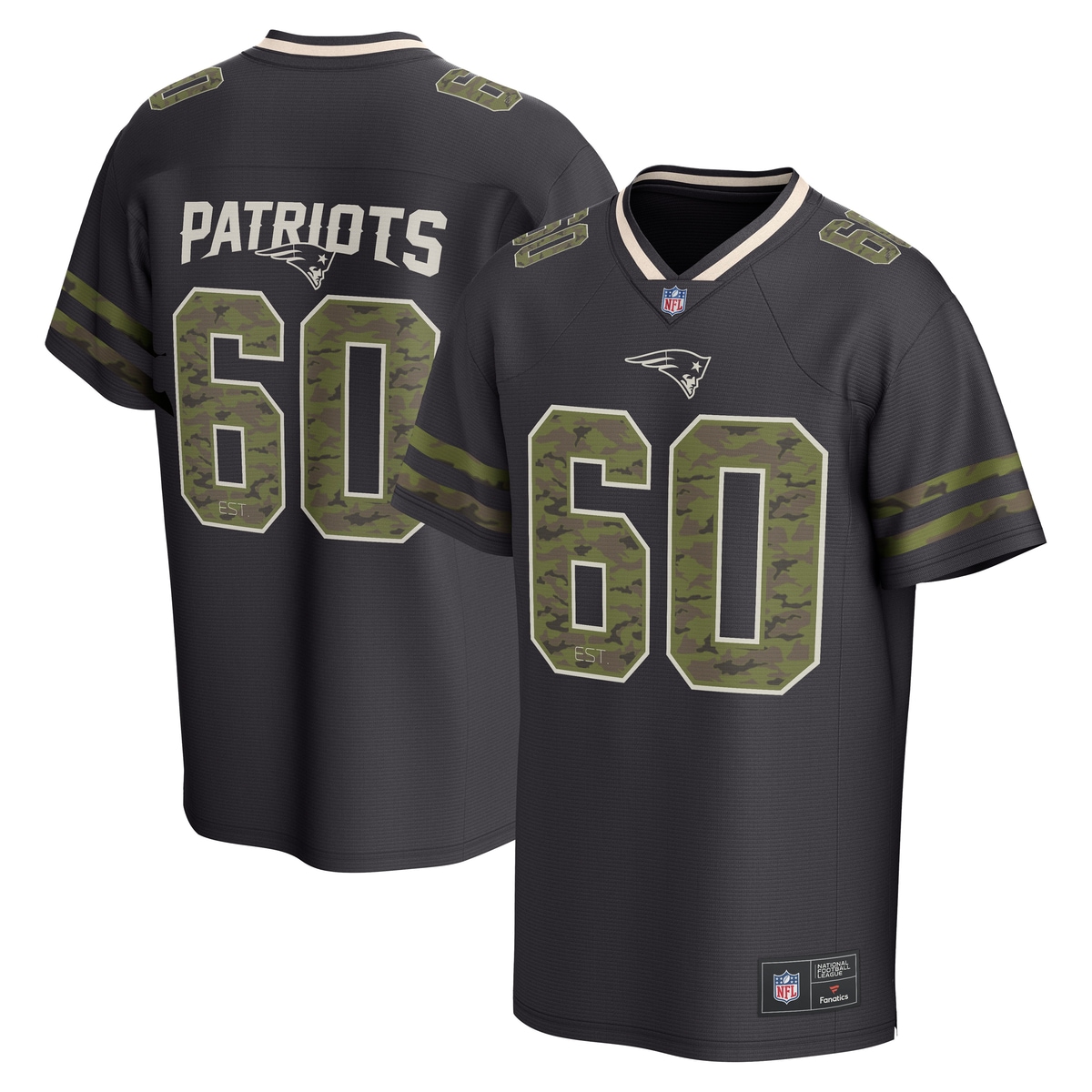 FANATICS Kinder Footballtrikot "Fanatics Trikot New England Patriots CAMO Foundation", schwarz, Gr. M, 100% Polyester, Trikots