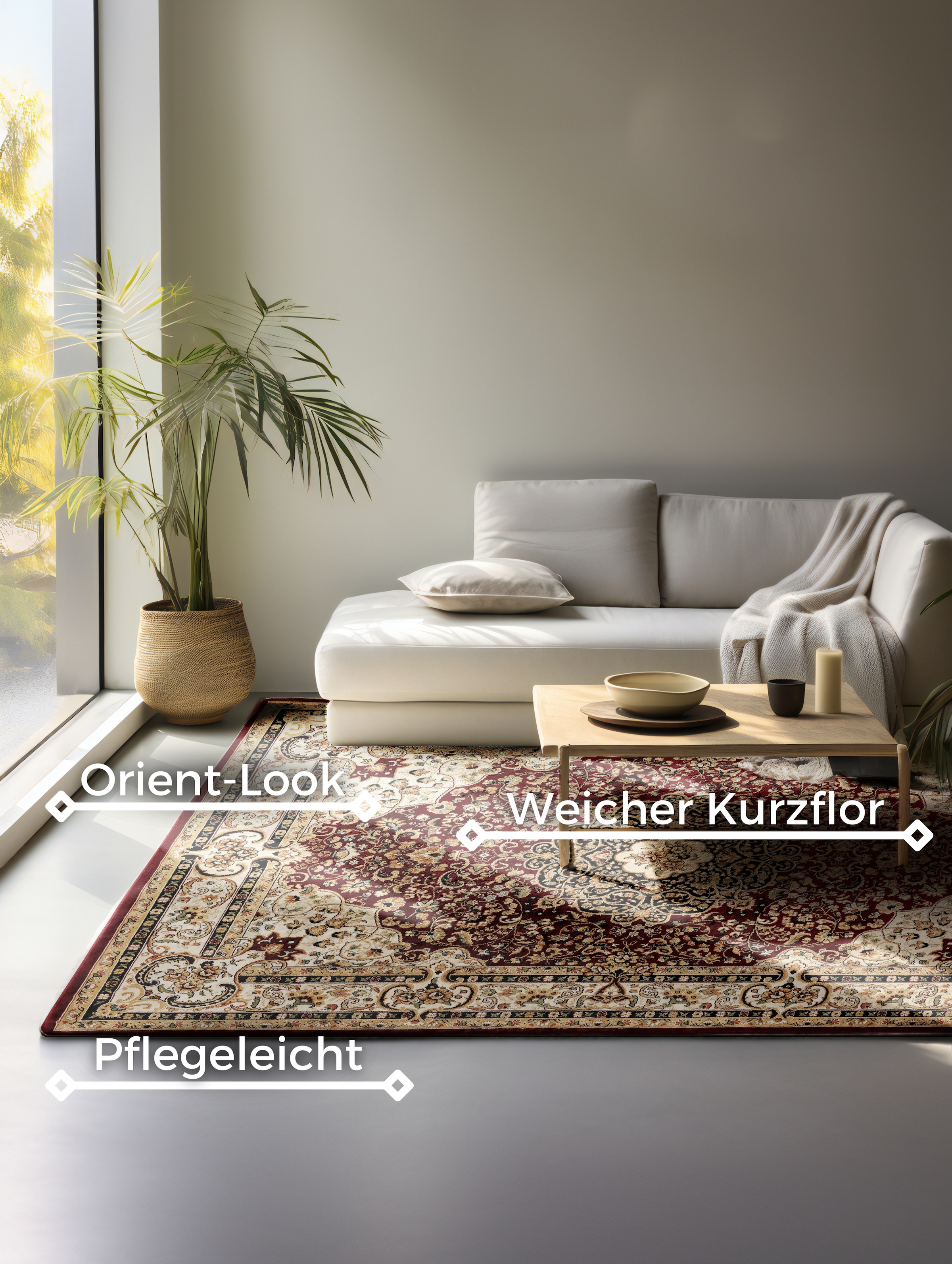 NOURISTAN Teppich »Ghorian«, rechteckig, 8 mm Höhe, Orient Optik, strapazierfähig, pflegeleicht, robust