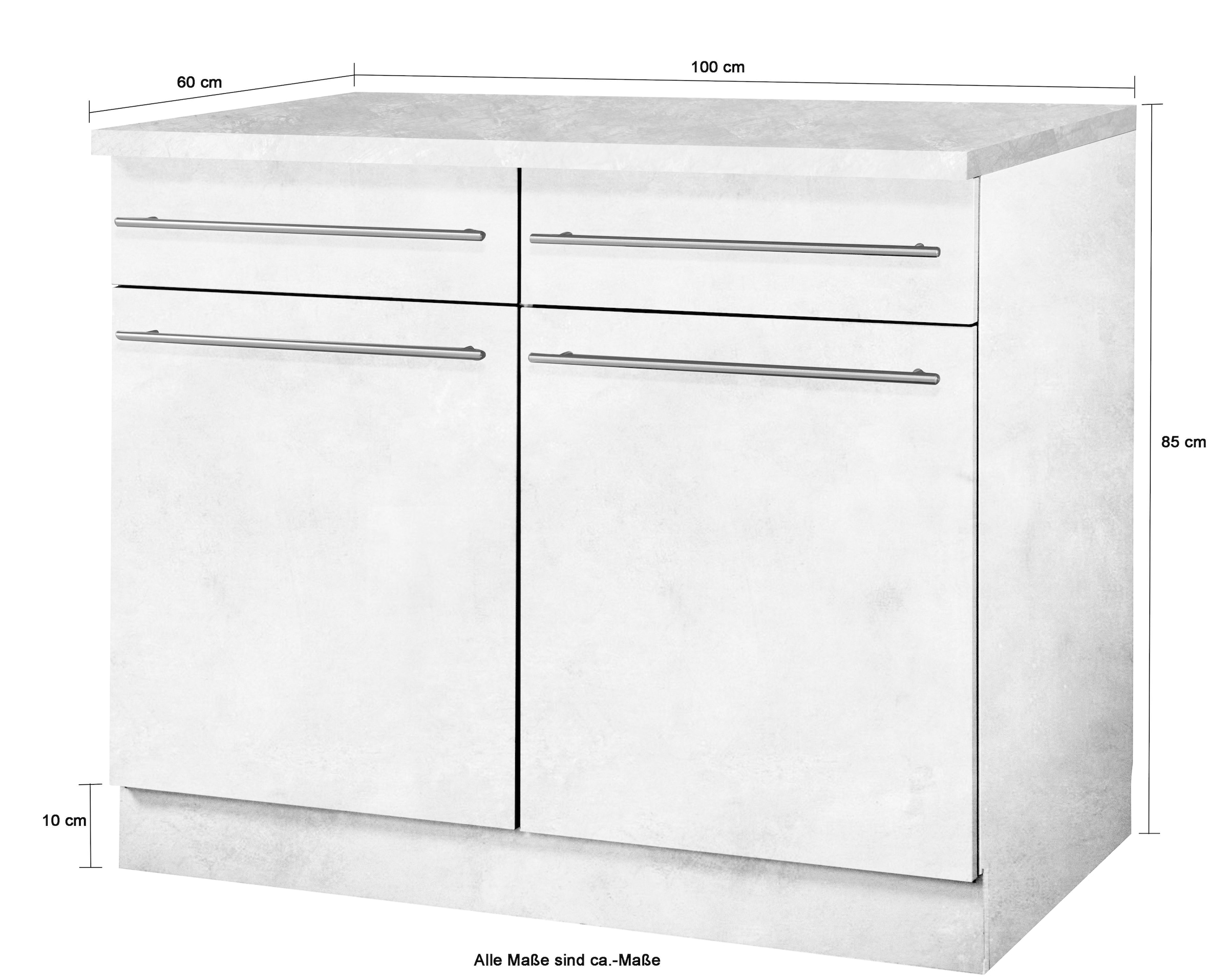 wiho Küchen Unterschrank »Chicago«, 100 cm breit, 2 Schubkästen und 2 Türen, für viel Stauraum