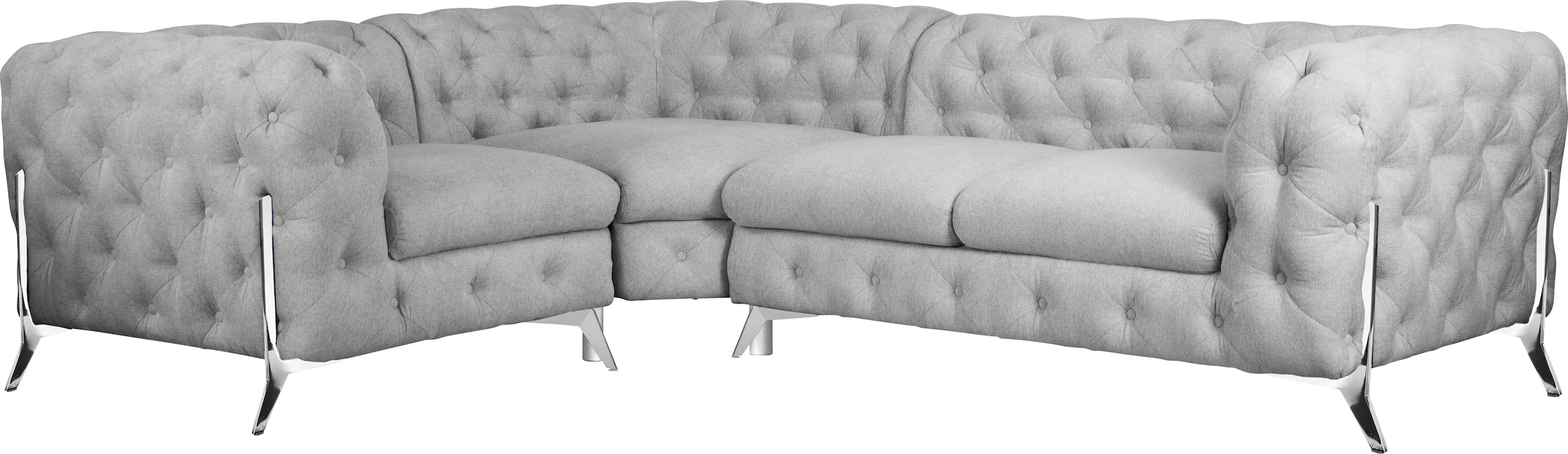 Leonique Chesterfield-Sofa "Amaury L-Form", moderne Chersterfield-Optik, Breite 262 cm, Fußfarbe wählbar