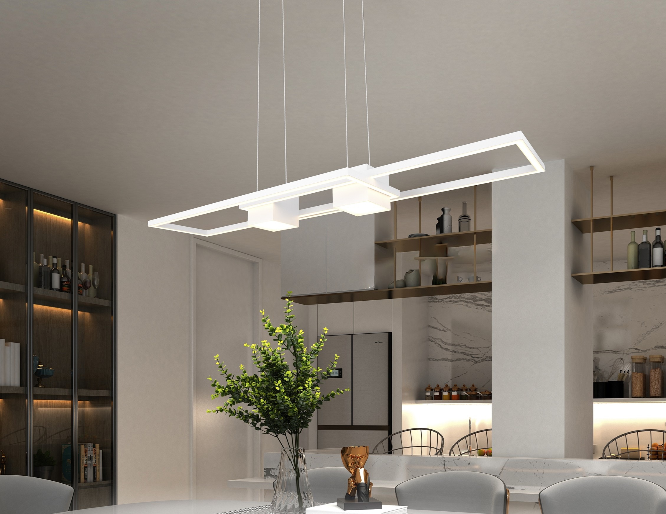 TRIO Leuchten LED Pendelleuchte »ALBANY, LED Hängelampe Wohnzimmer mit Fernbedienung, dimmbar, CCT«, 1 flammig, Leuchtmittel LED-Board | LED fest integriert, Lichtfarbe einstellbar, Memoryfunktion, Nachtlicht, up-and-down Licht