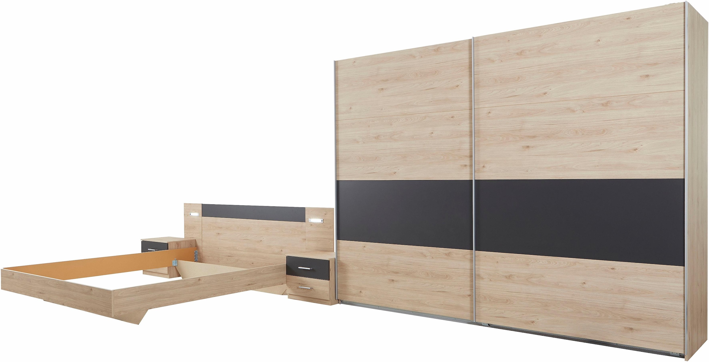 Schlafzimmer-Set WIMEX, grau, Schlafzimmermöbel-Sets, "Angie"