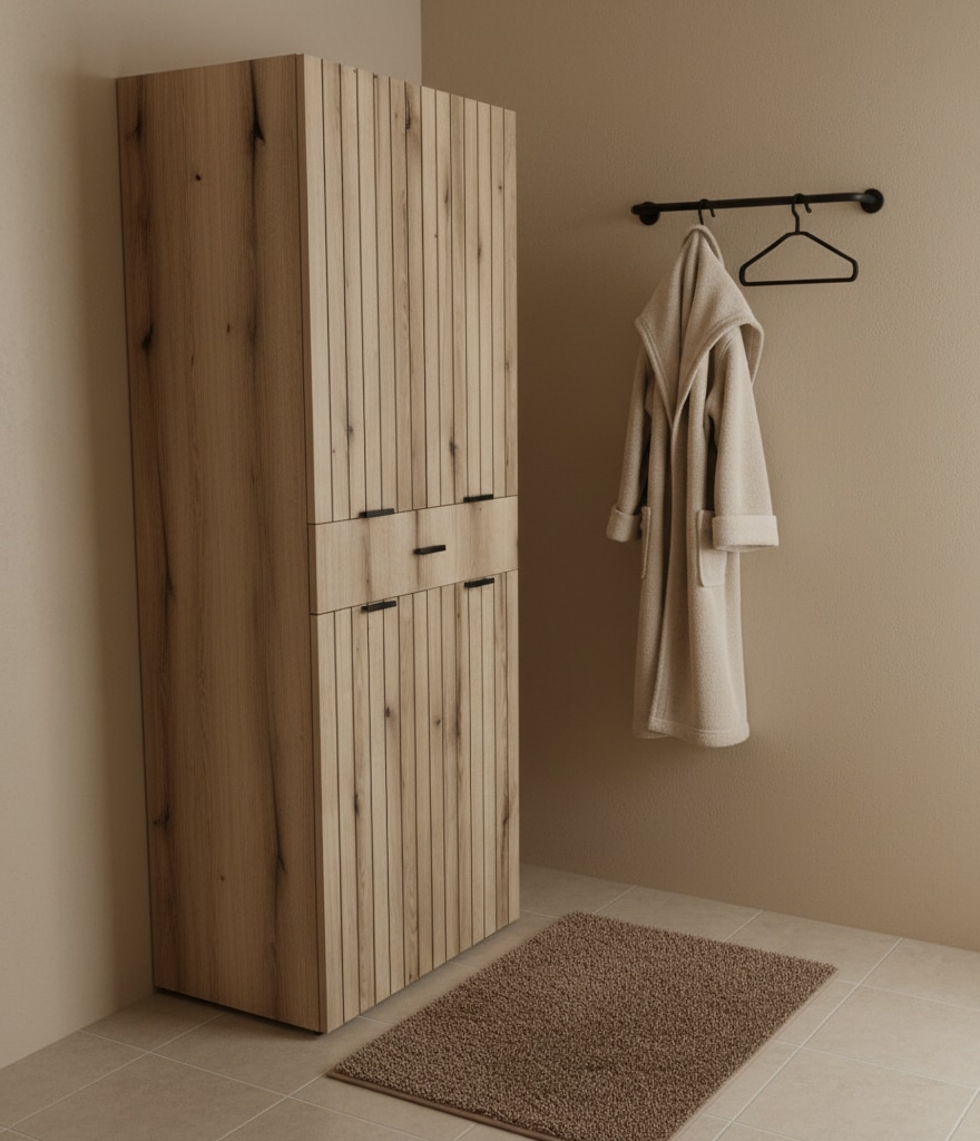 OTTO home Hochschrank »Baltrum« Breite 69,8 cm dekorative Lamellenoptik
