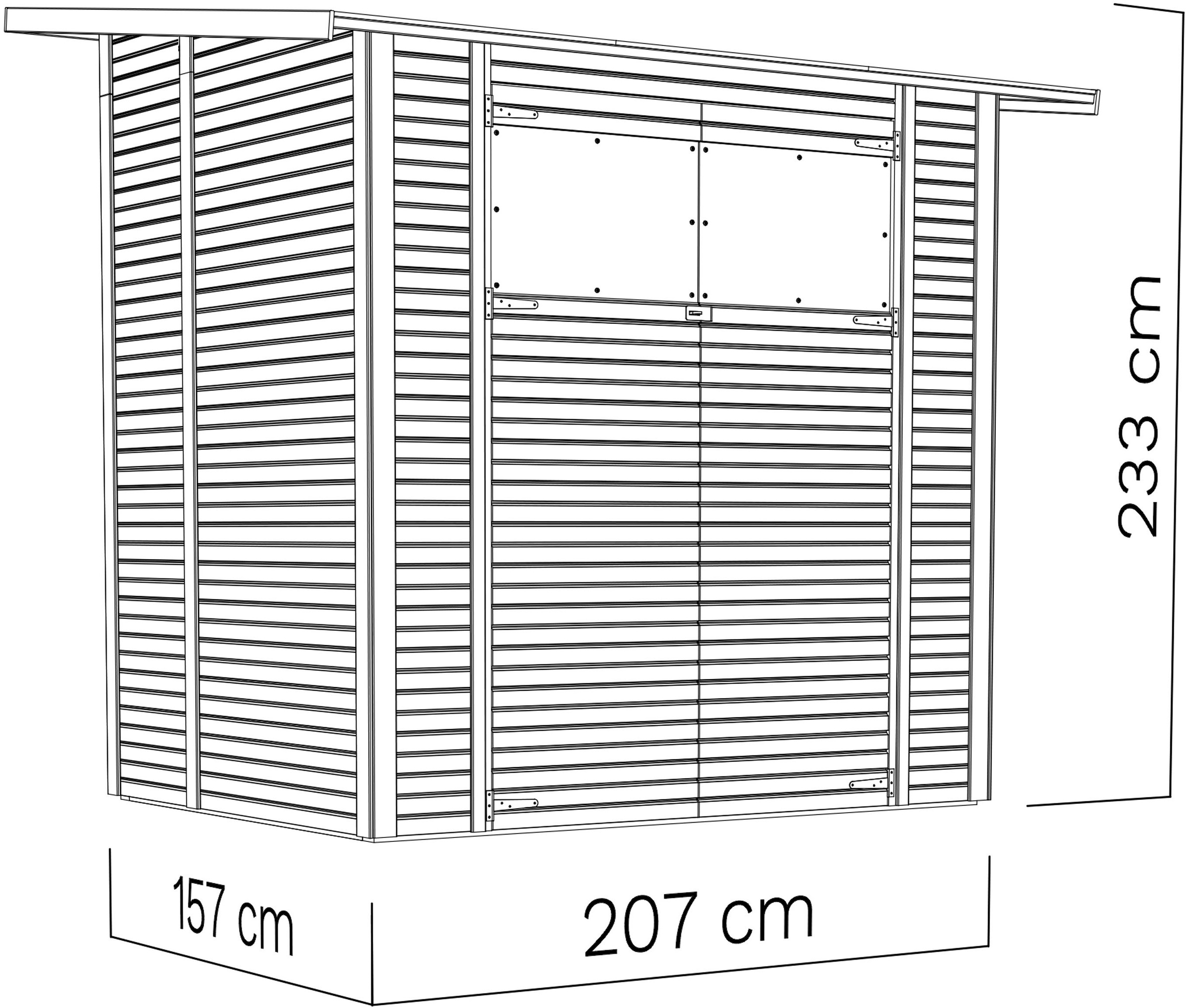 BERTILO Gartenhaus »Pent Modern 2 naturbelassen«, mit hohen Seitenwänden und einer 1,88 m hohen Doppeltür