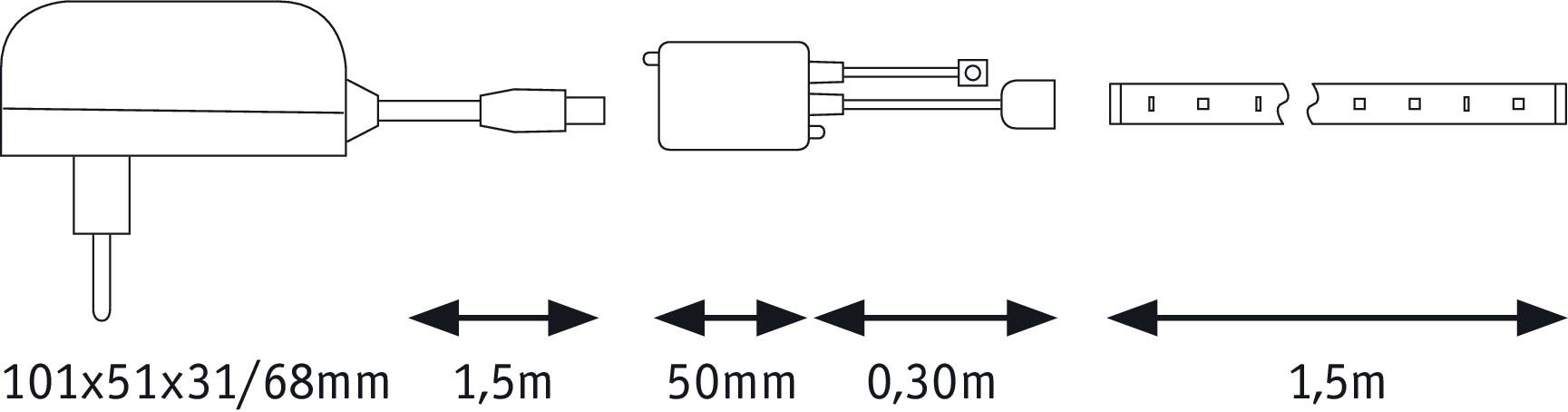 Paulmann LED-Streifen »SimpLED 1,5m RGB 12W Weiß Metall Kst«, 1 St.-flammig