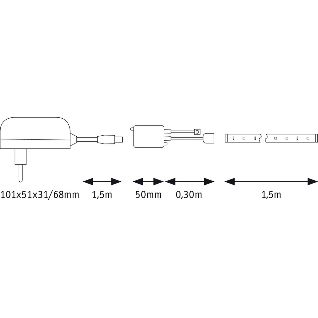 Paulmann LED-Streifen »SimpLED 1,5m RGB 12W Weiß Metall Kst«, 1 St.-flammig